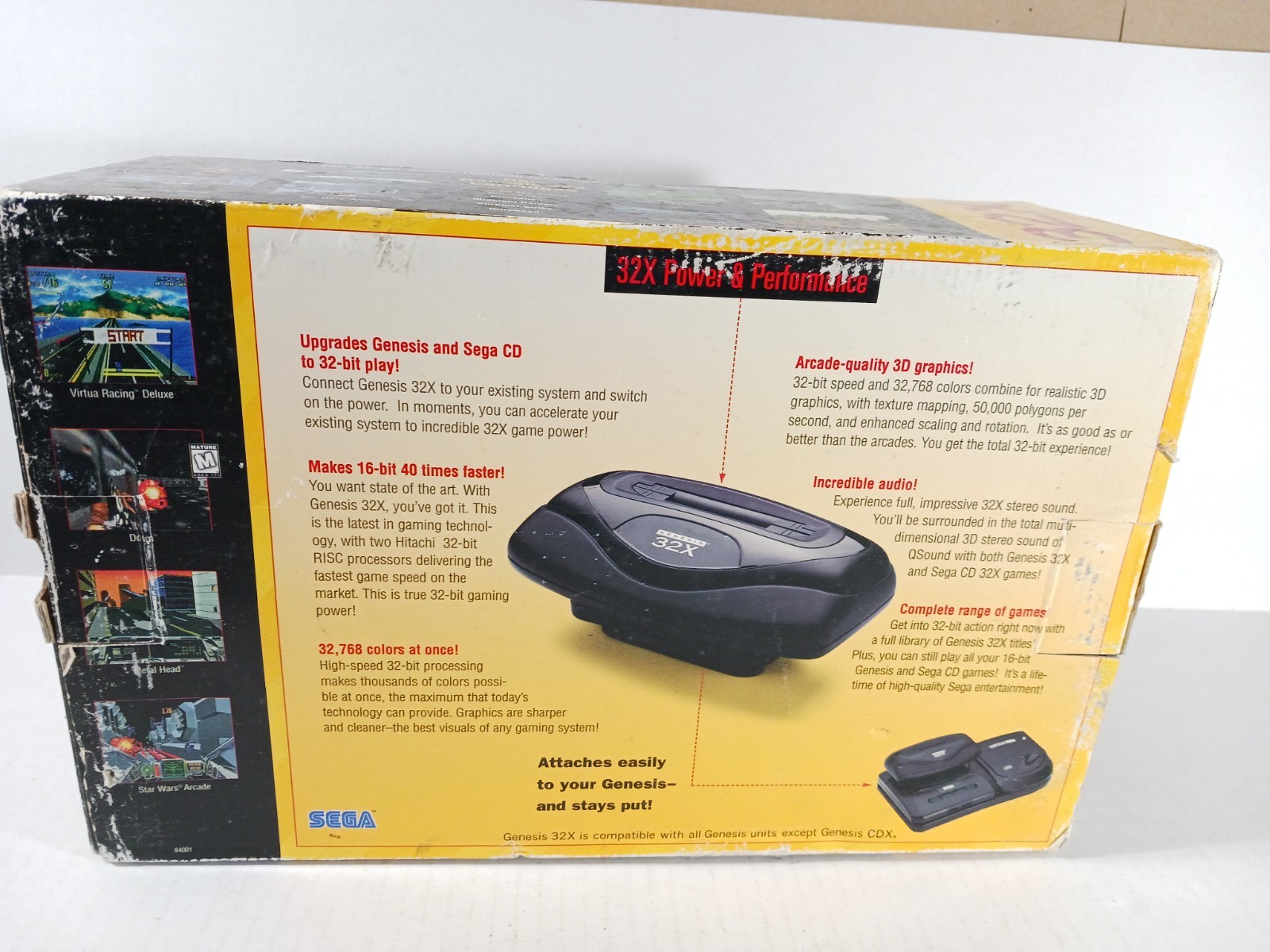 Sega 32X Unit System Console In Box With Cable Tested But Freezes Complete Metal