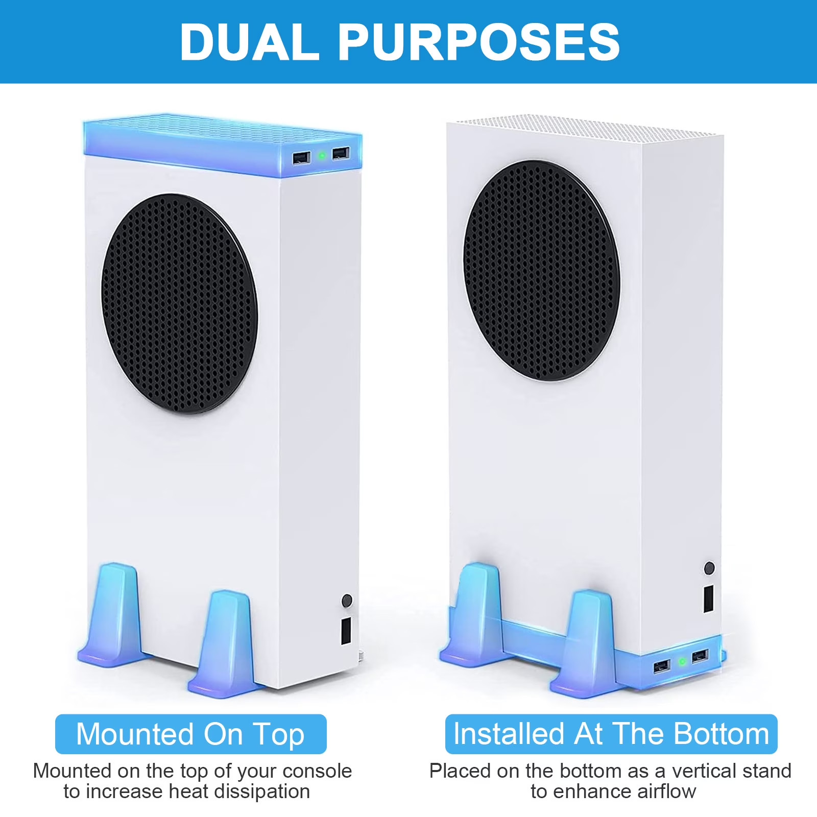Vertical Cooling Stand Controller Charging Station Fan 3 USB For Xbox Series S/X