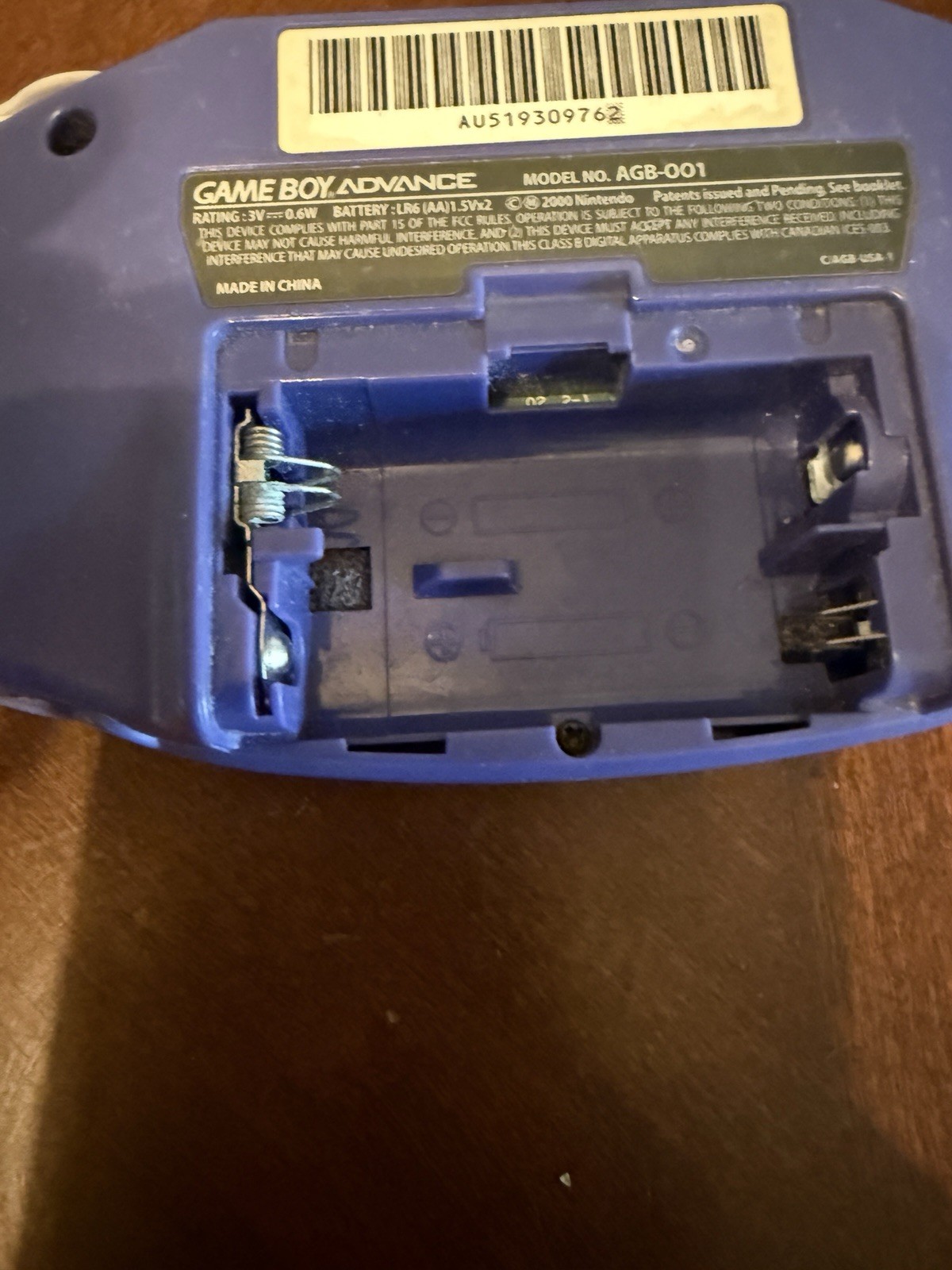 Nintendo Game Boy Advance Indigo Console Tested Working AGB-001
