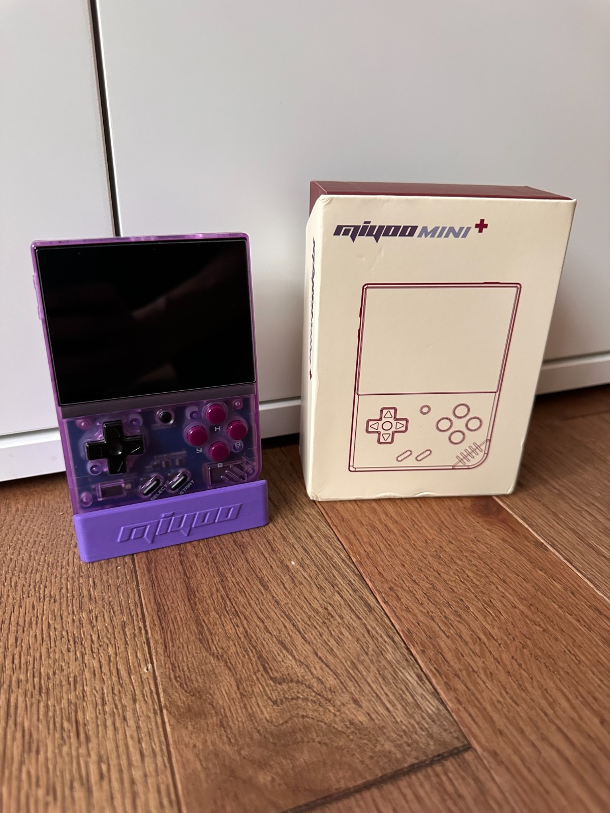 Miyoo Mini Plus Purple Handheld Game Console w/ 64GB Zelda SD Card, Charge Cable