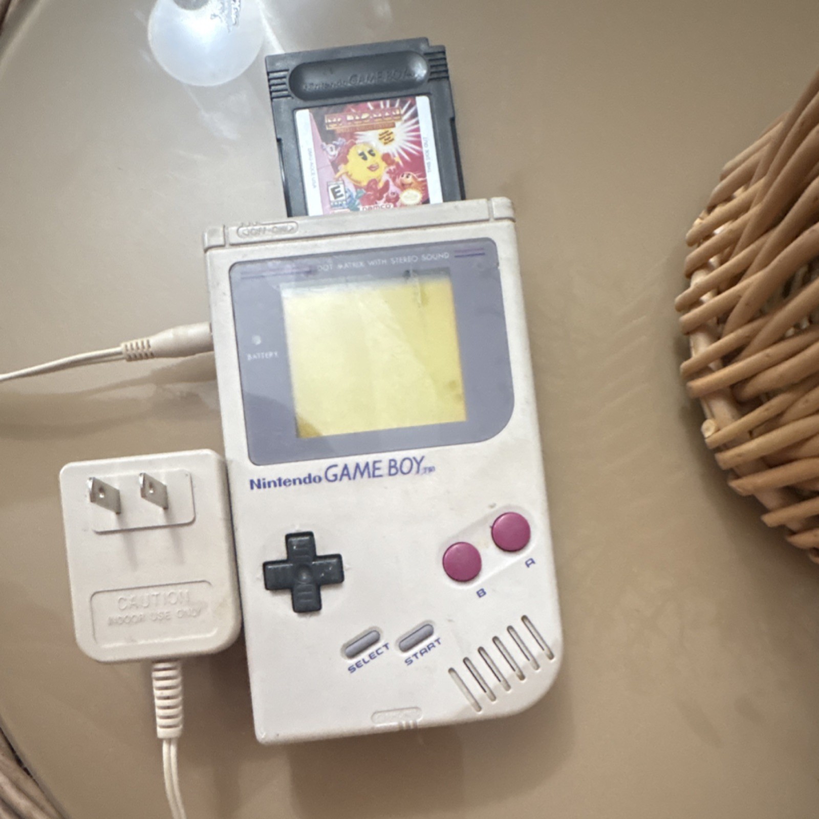 Nintendo Game Boy DMG-01 Gray Handheld Console w/ Game Cartridge & Charger
