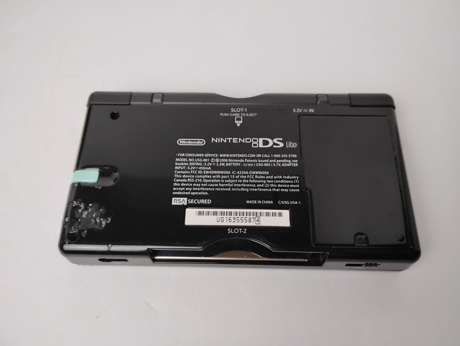 Nintendo DS Lite Black Handheld Console USG-001 USED (no stylus/cartridge cap)