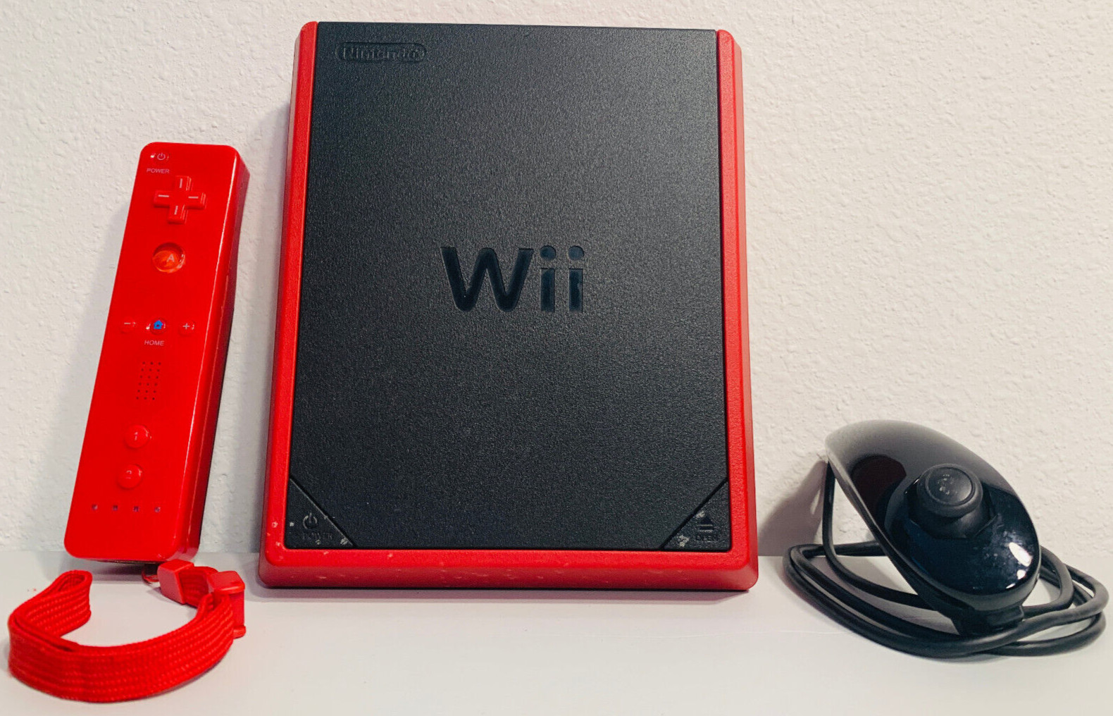 Nintendo Wii MINI Red RVL-201 TOP LOADING Console with Remote & Cords TESTED!