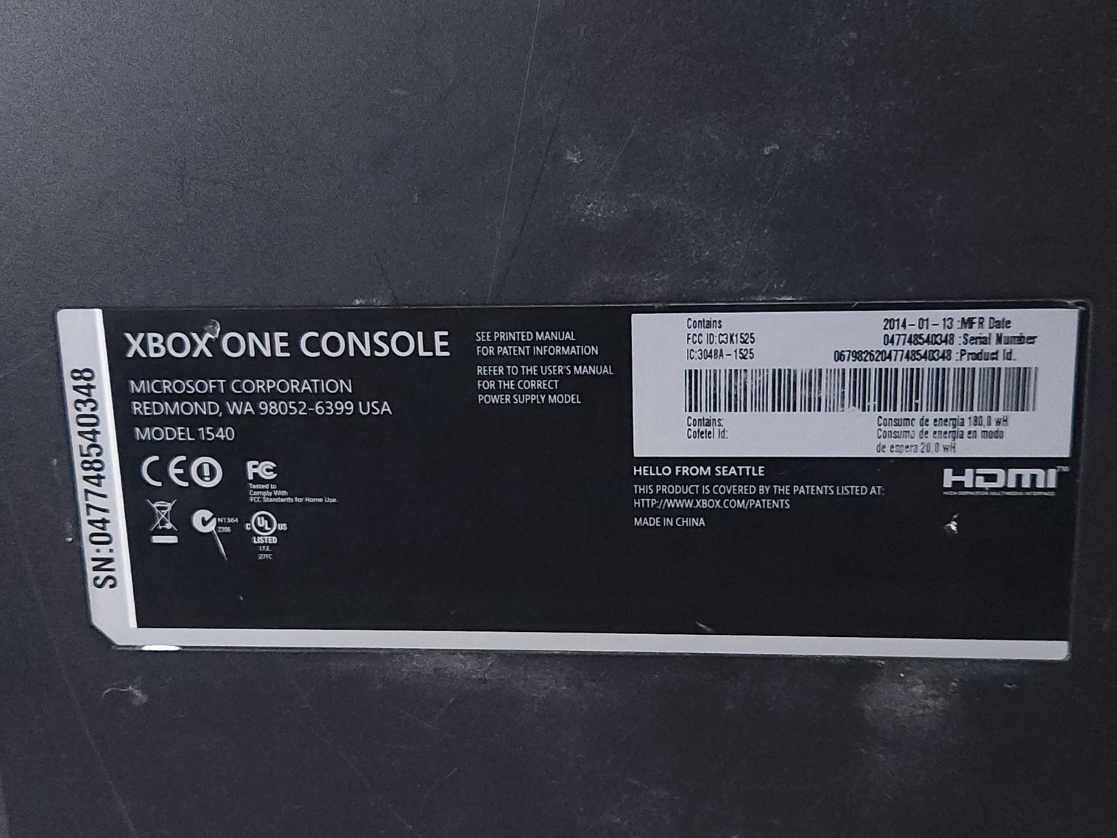 Microsoft Xbox One Console 1540 For Parts Repair – Light Flashes Wont Stay On