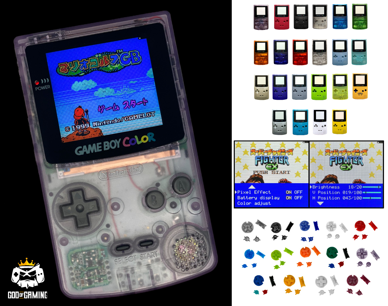 **Nintendo Game Boy Color GBC Q5 XL Backlit Backlight Bright IPS LCD PICK COLOR*