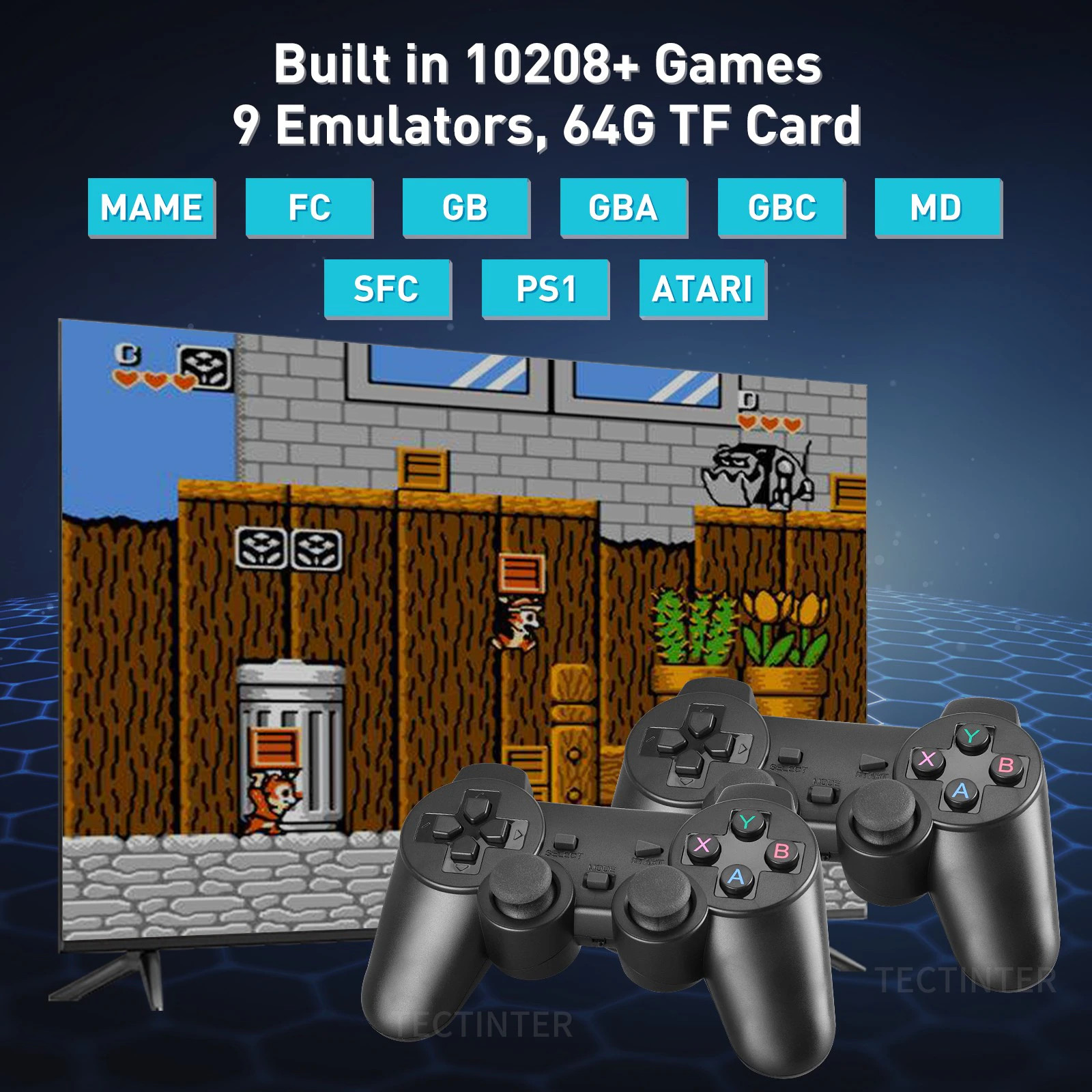 Game Console Wireless Controller Built-In 10,000 Games PS1/FC/GBA