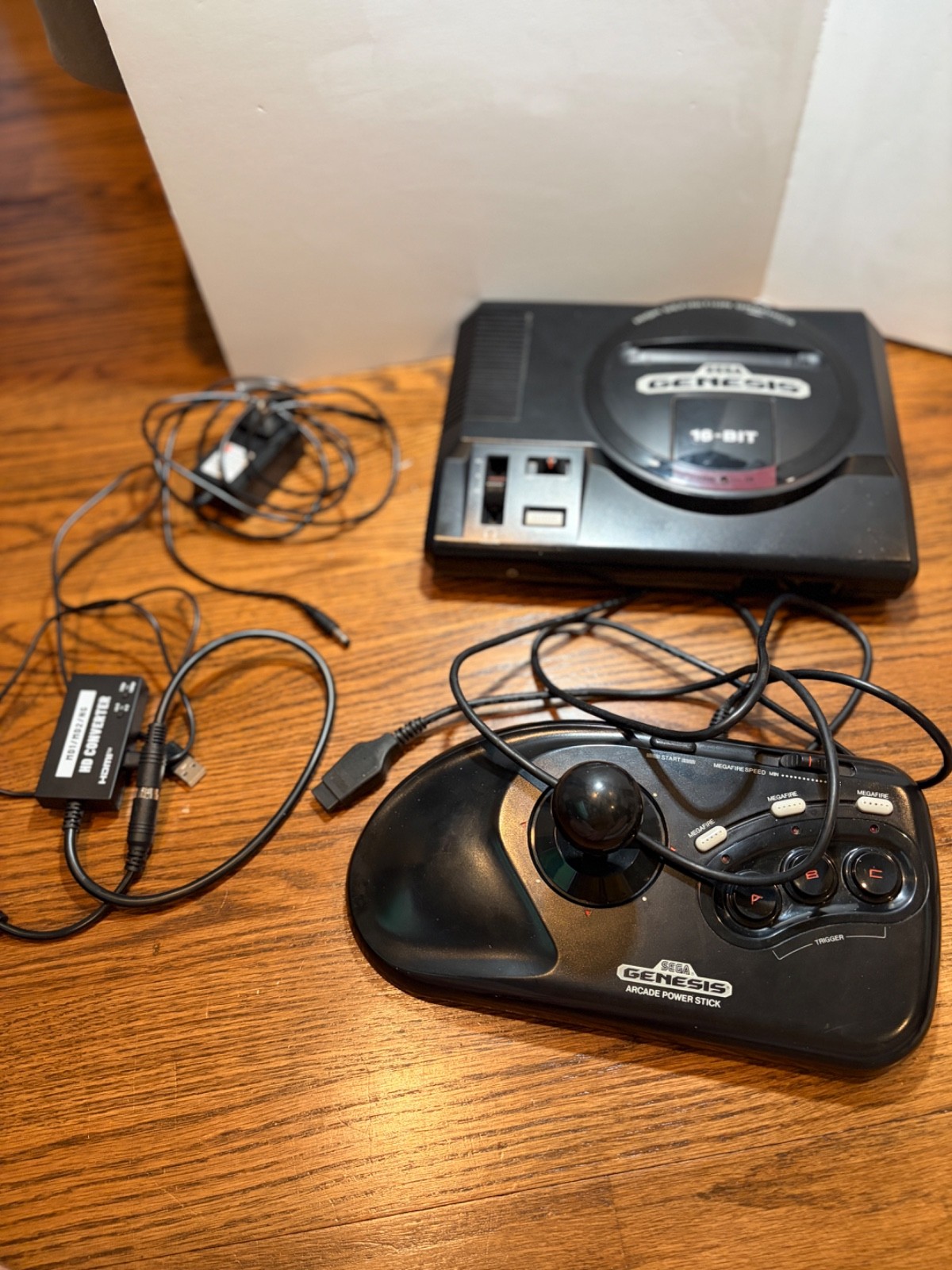 Sega Genesis Model 1 Console + 6-Button Arcade Stick – Tested Working w/HDMI