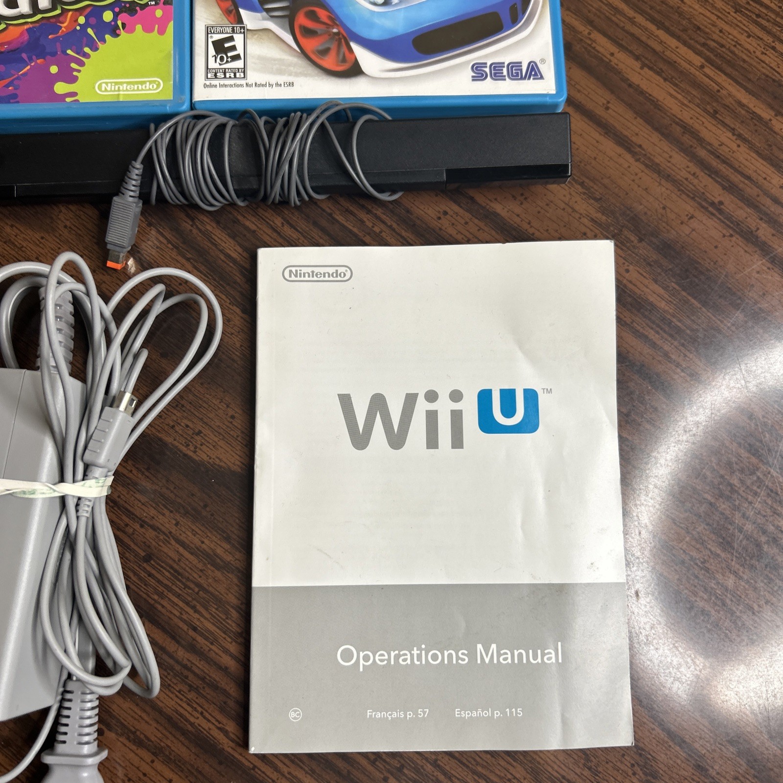 Wii U Console Gamepad Black Complete Set All Cords Games & Charging Cable & Dock