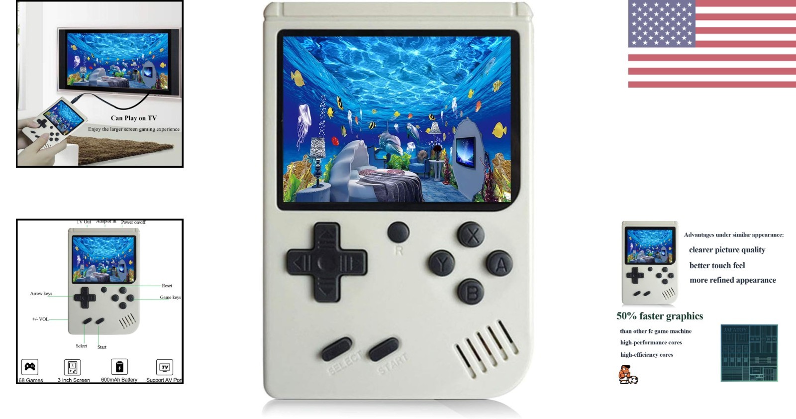 Lightweight Handheld Console – 168 Classic Games for Retro Gaming Lovers
