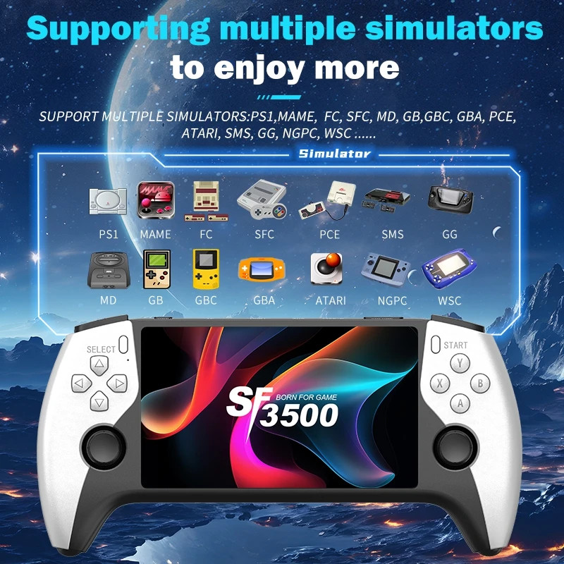Multifunctional 5 Inch IPS HD Retro Handheld Game Console SF3500 Support Multi-S