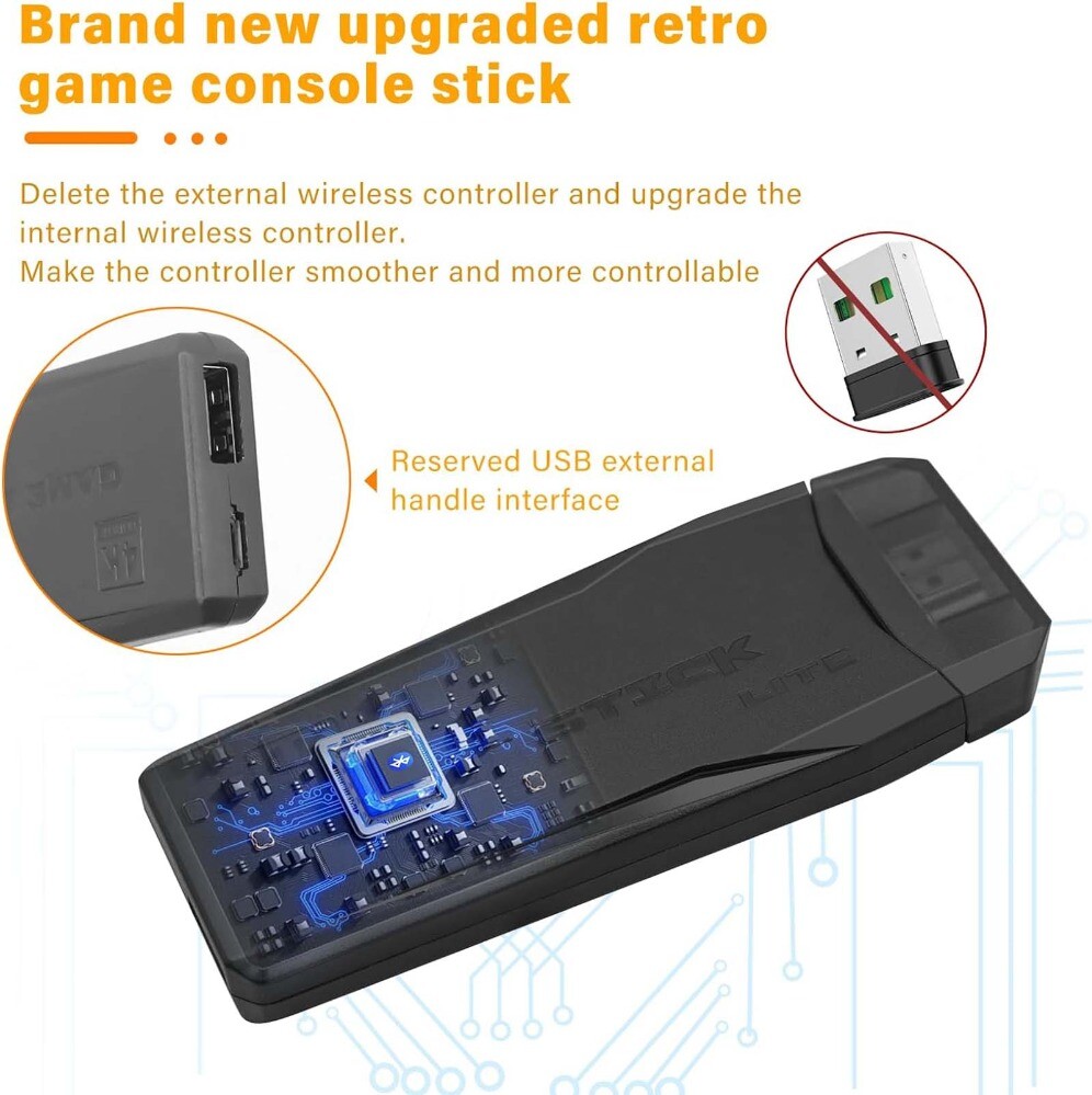 Portable Mini Plug & Play, With 2 Wireless Controllers And A 64G Micro SD Card,