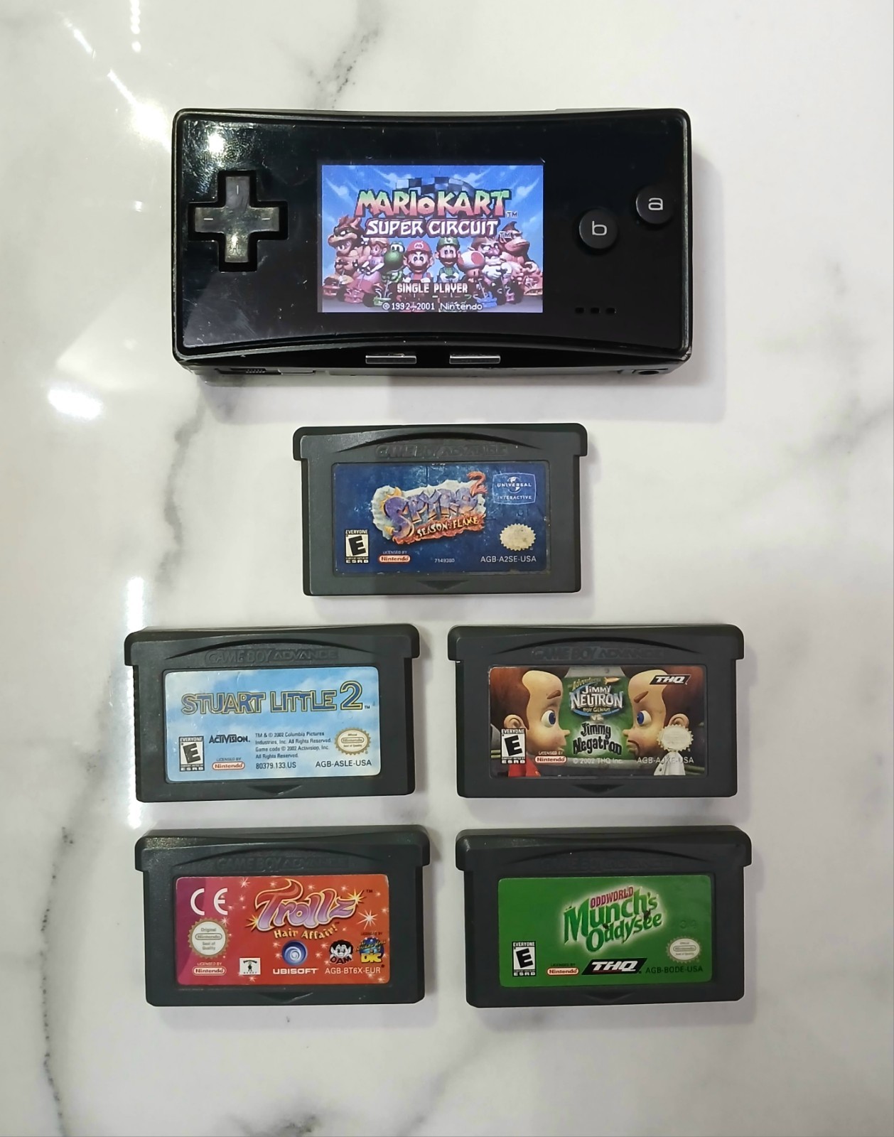 Nintendo Game Boy Micro Handheld Console Black OXY-001 With 6 Authentic Games