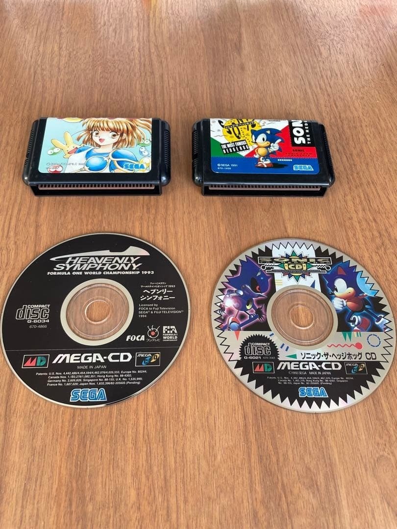 SEGA Mega Drive & Mega CD2 Console Set Black USED Japan Free Shipping Very Good