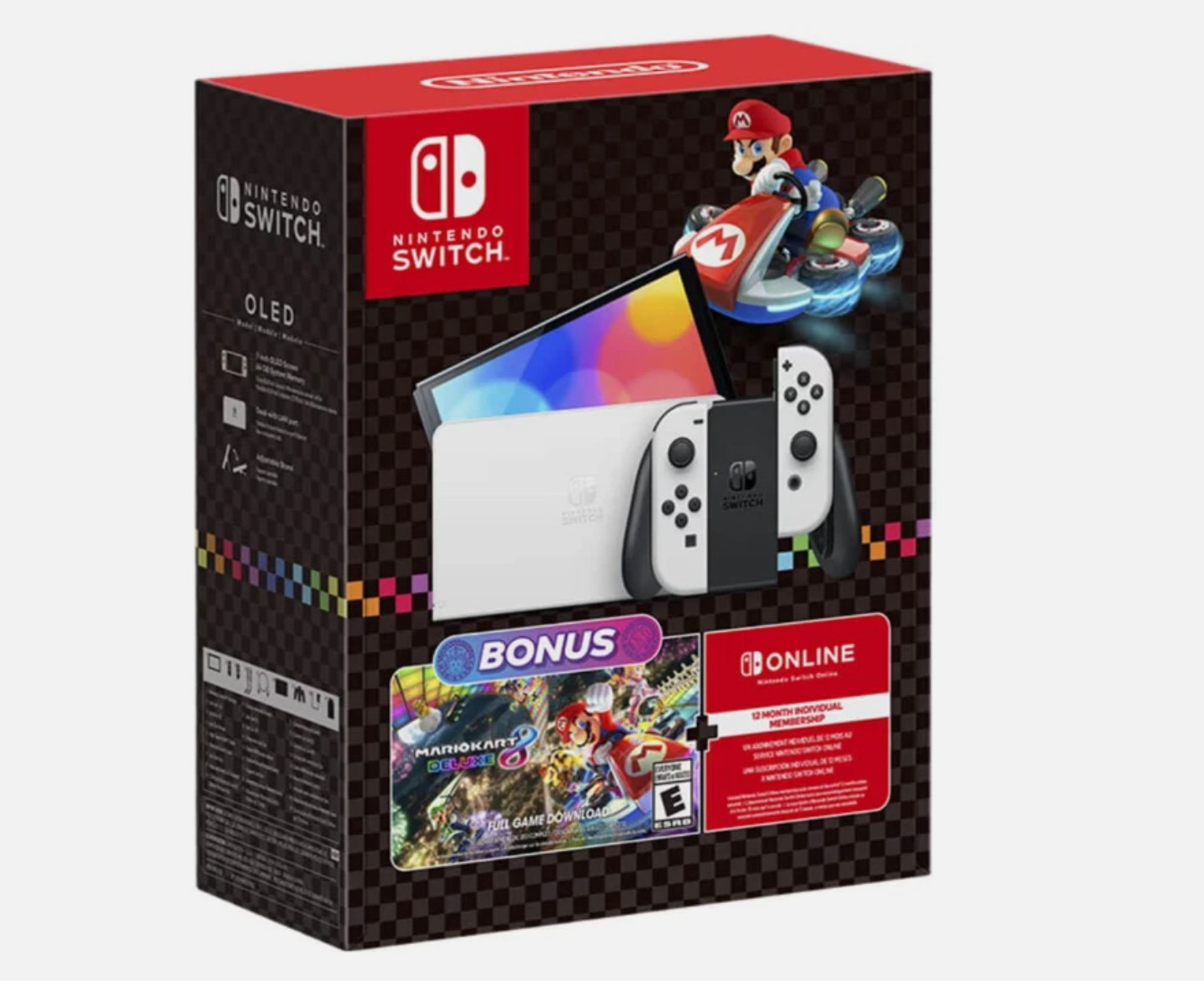 Nintendo Switch OLED – White Joycon With 64gb SD card (no game included)