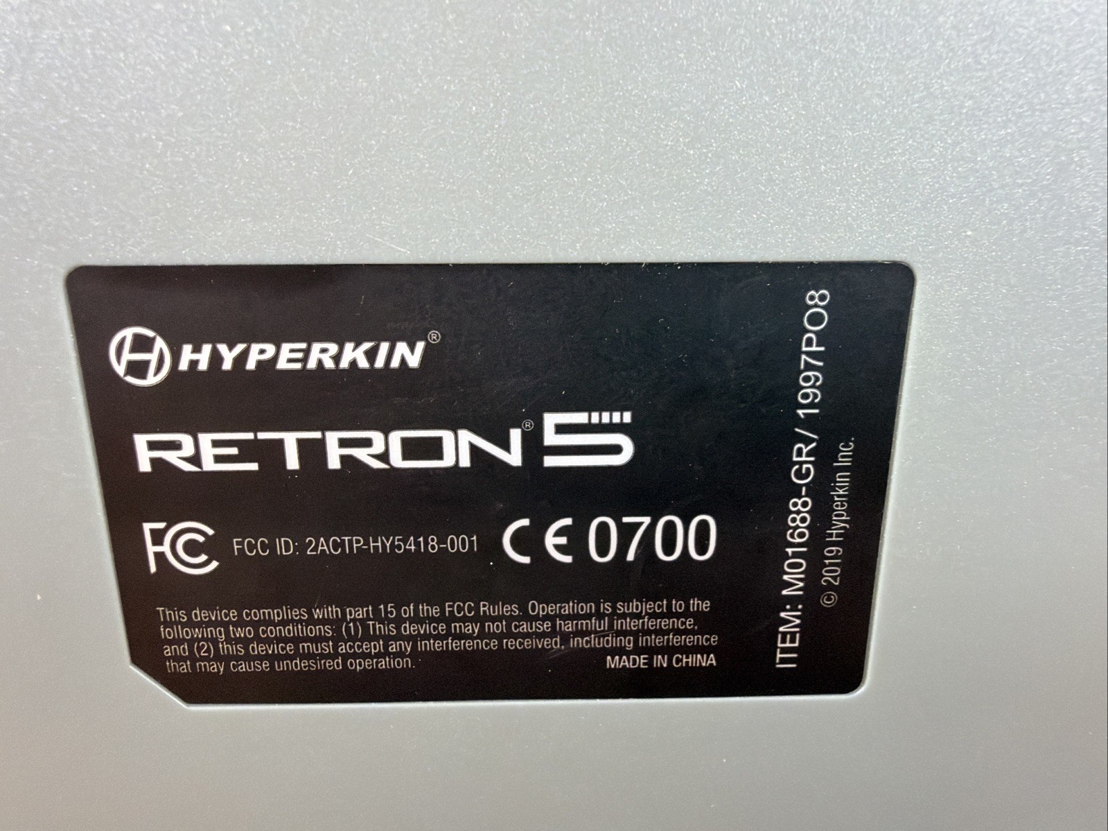 Hyperkin Retron 5 – Console Only (no cords) Grey w/ purple AS IS PARTS or REPAIR