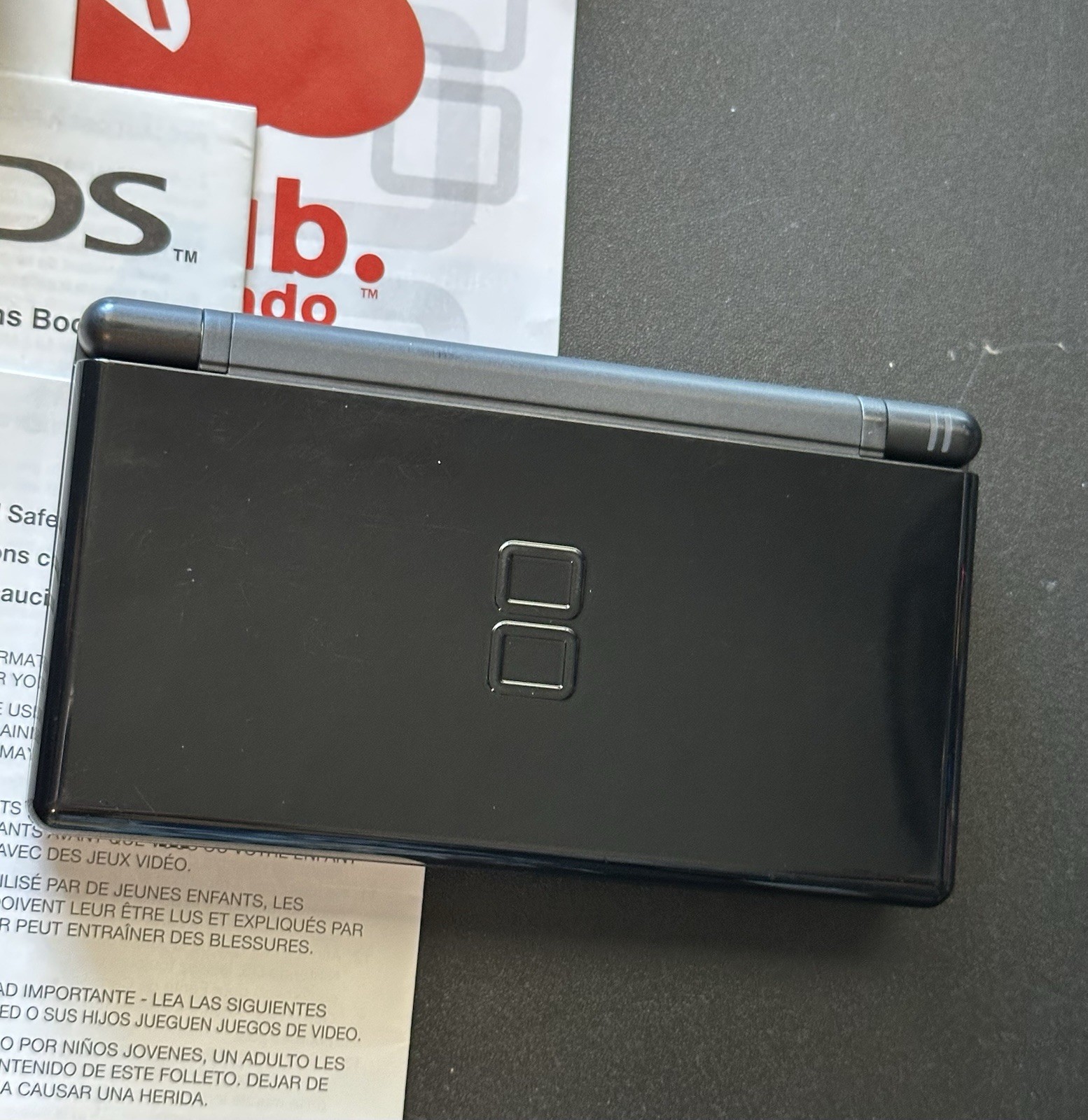CIB In Box USA Onyx Gloss Black Nintendo DS Lite Handheld Console System Charger