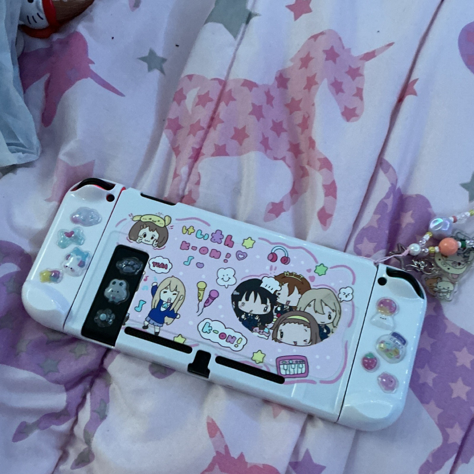 Nintendo Switch Handheld with Custom Skin & Cute Character Decals, Multicolor