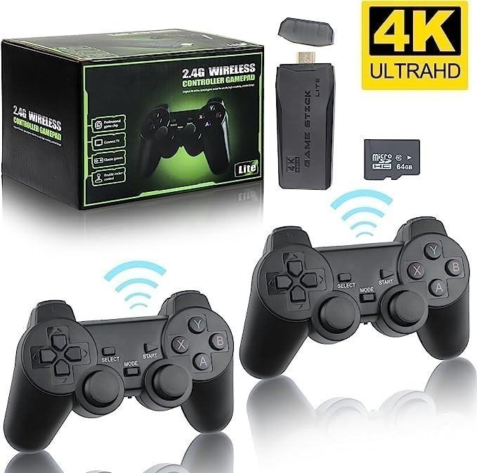 4K 64G HDMI TV Video Game Stick M8 Gaming Console Gamepad 2 Wireless Controller