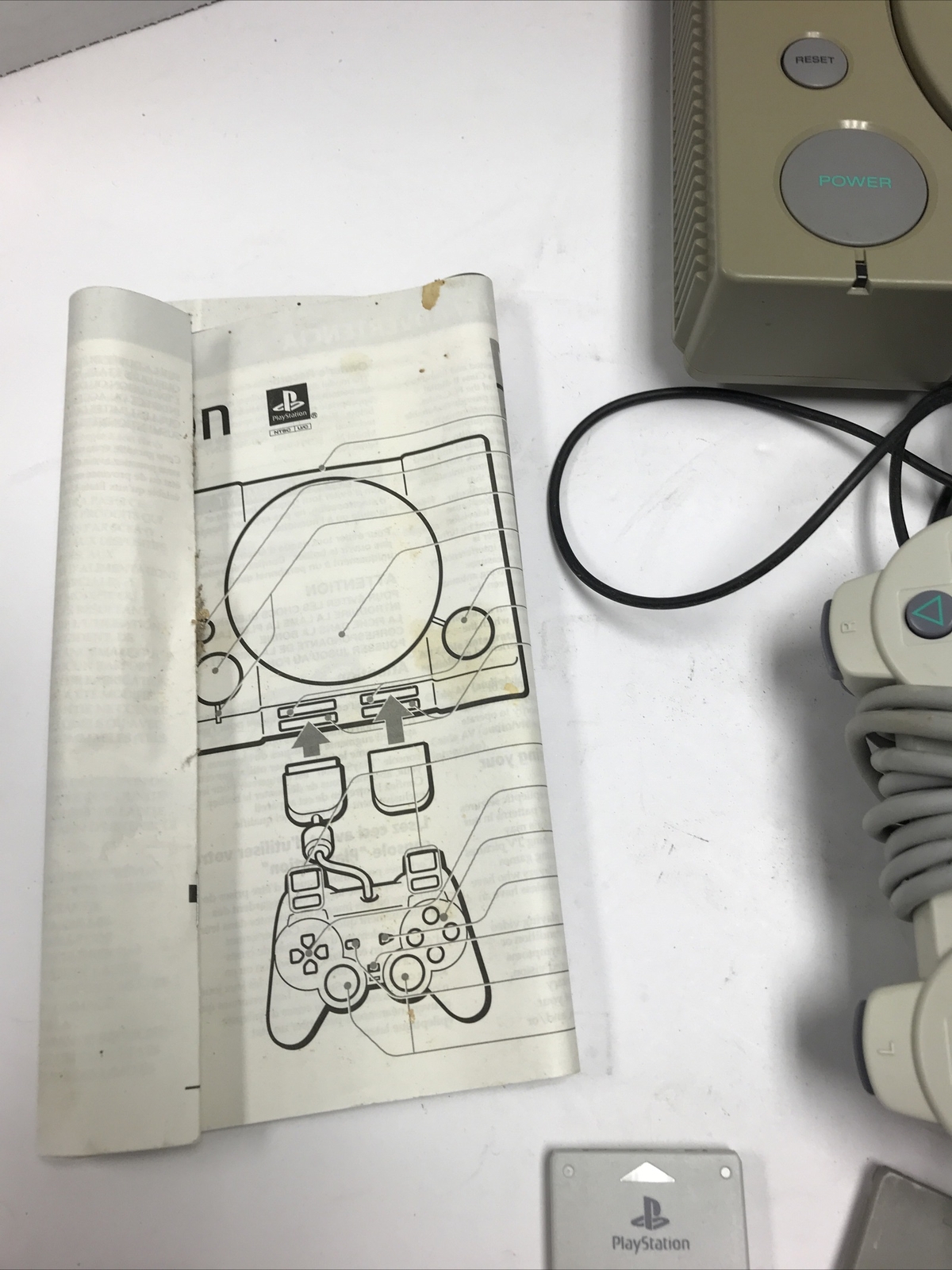 PS1 Console SCPH-9001 in Box with Controllers 12 Games Memory Cards Powers On