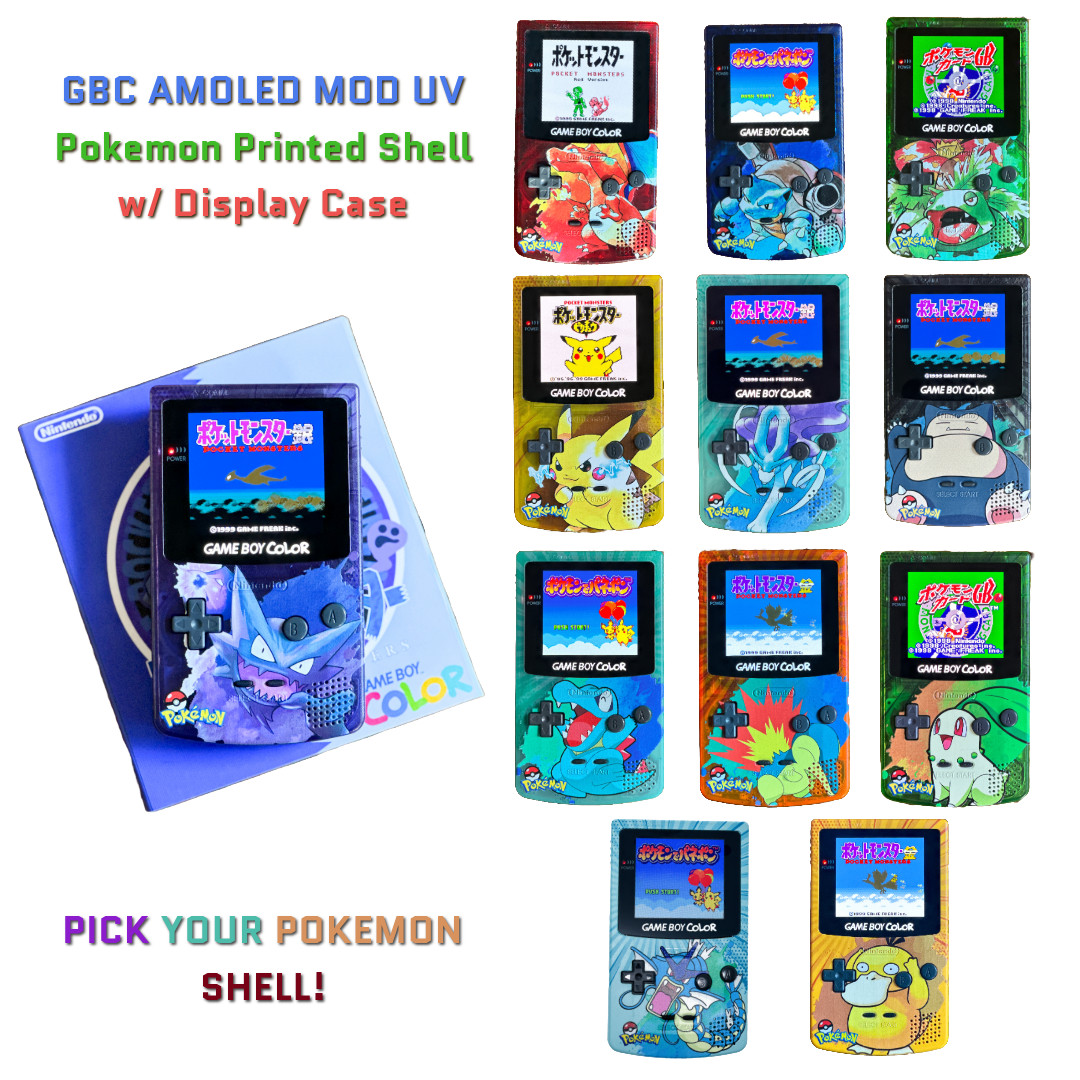Nintendo Game Boy Color GBC AMOLED Q5 Backlit LCD Pokemon System UV Rechargeable