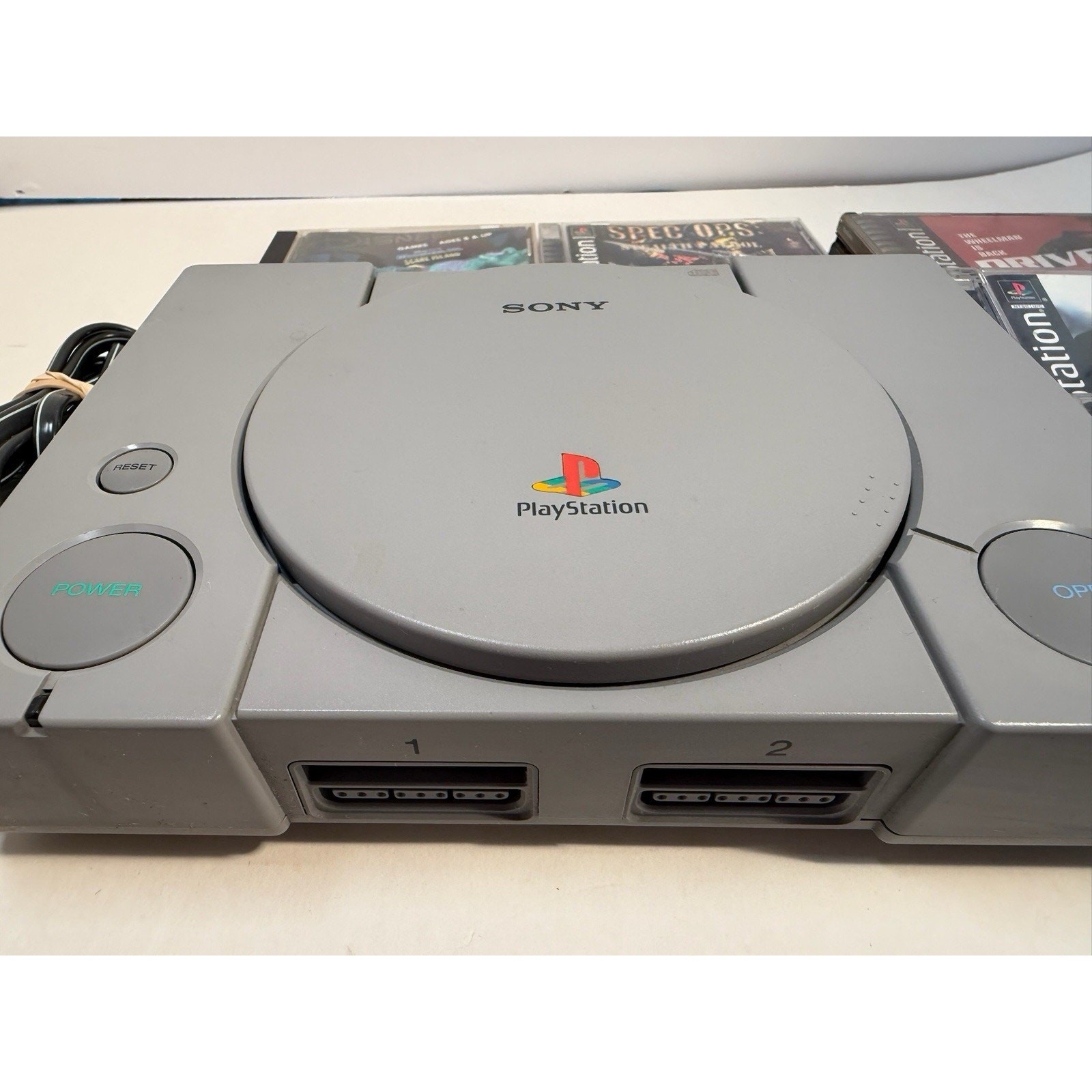 Sony PlayStation 1 (PS1) Console Bundle (OEM Controller, 6 Hit Games) TESTED