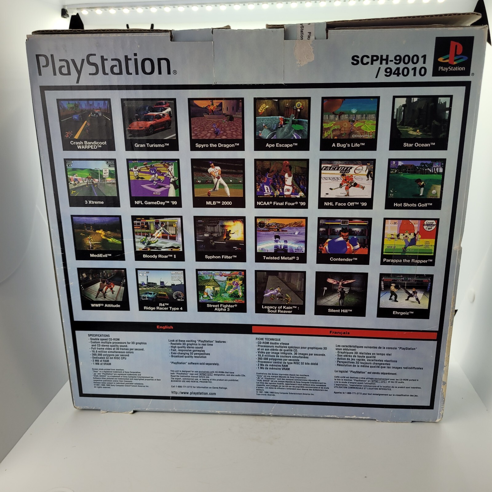 Sony PlayStation PS1 Dual Shock Console Model SCPH-9001 Controller Memory Card