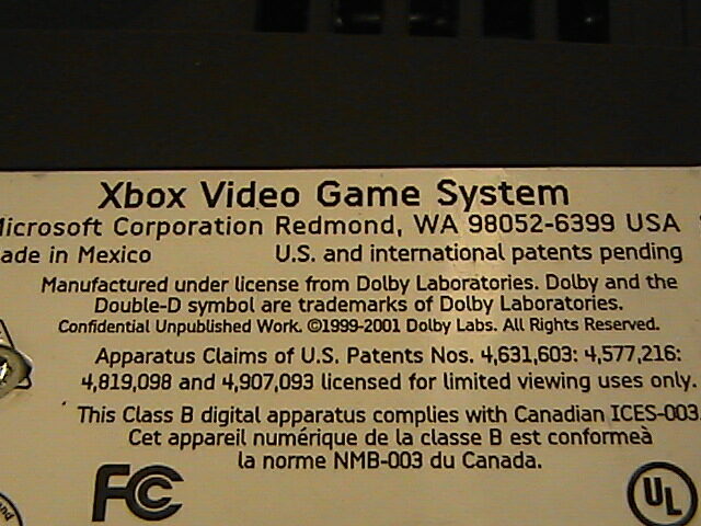 Original Microsoft Xbox with 2 controllers not working for parts or repair