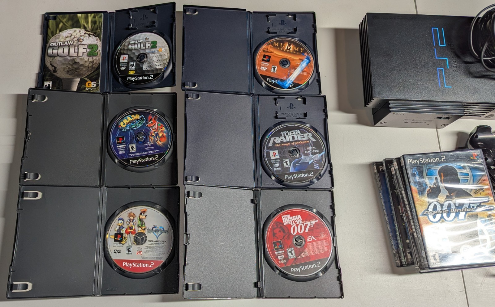 Playstation 2 System + Controllers + 11 Games Card GTA Crash PS2 Set Bundle Lot