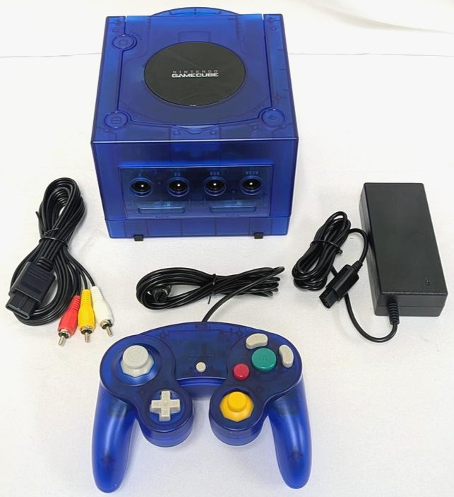 Nintendo GameCube Translucent Funtastic DARK BLUE Gaming Console System Bundle