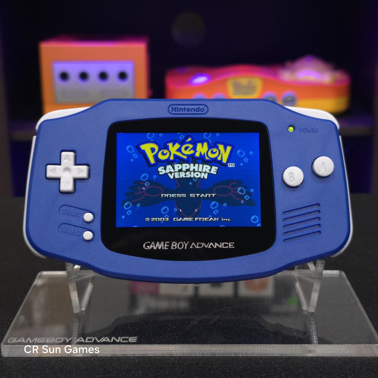 Blue Game Boy Advance GBA Console with iPS V5 Backlight Backlit LCD
