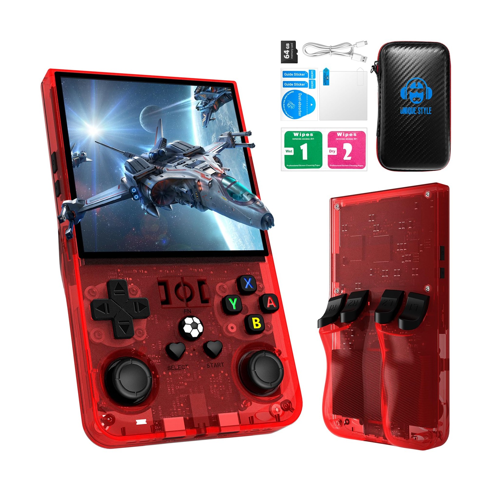 R36MAX Retro Handheld Game Console, 4.0 Inch 720×720 IPS Screen, 64GB Built-i…