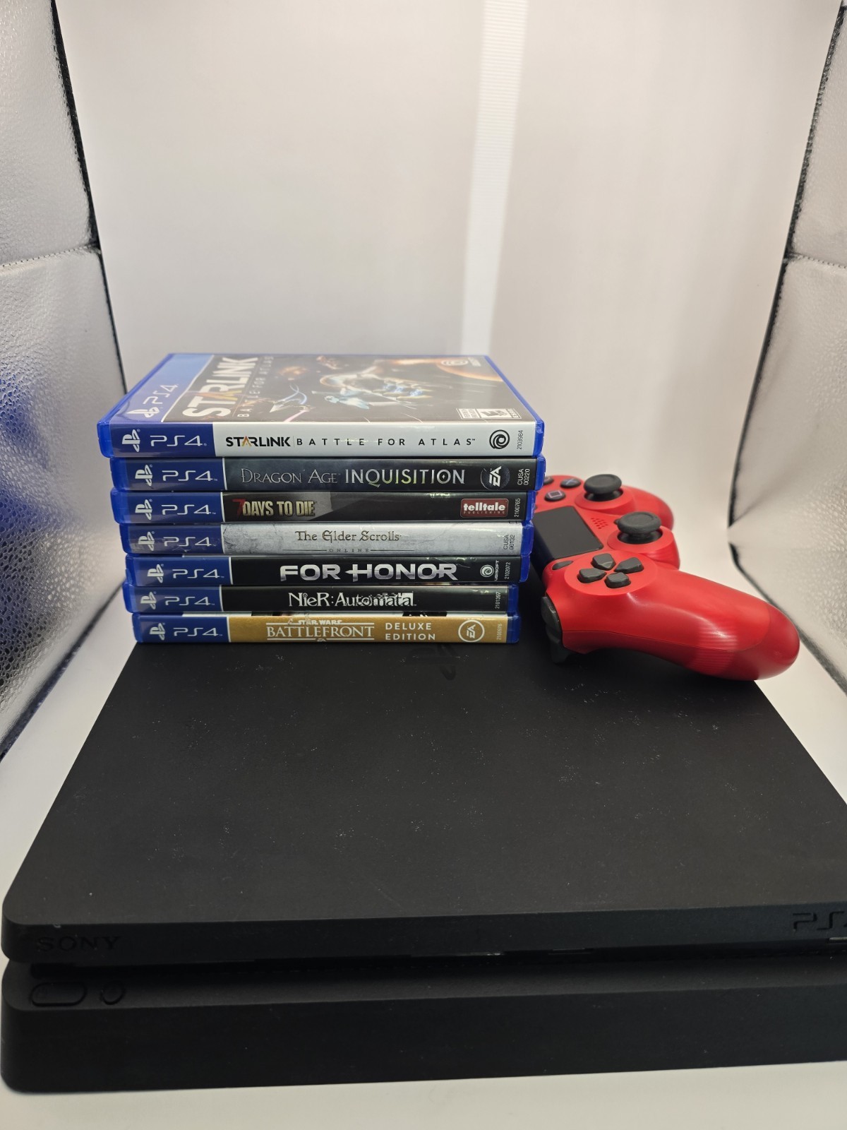 Sony PlayStation 4 PS4 Slim 500GB Console Bundle + Magma Red Controller & 7 Game
