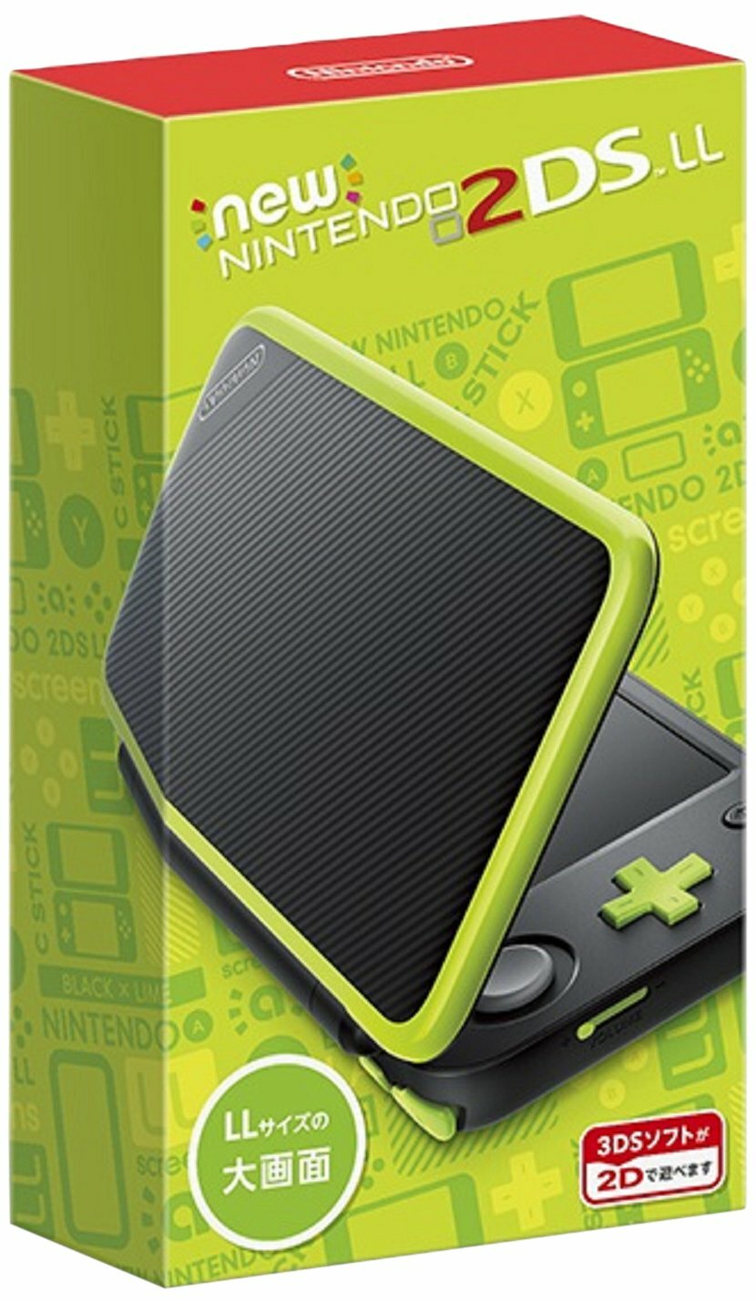 NEW Nintendo 2DS LL Black x Lime Game Console W/ microSDH Card 4GB Japan