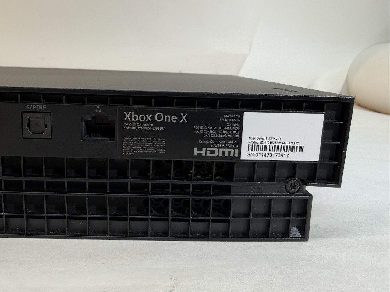Microsoft Xbox One X 1TB Console Gaming System Black 1787 For Parts Or Repair