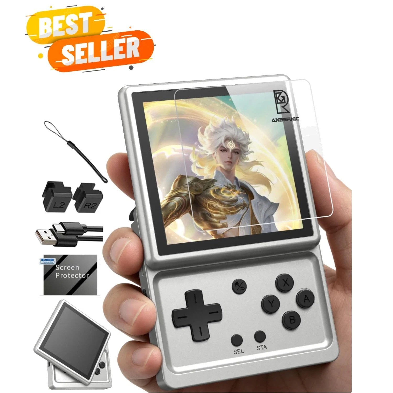 RG Rotate Retro Handheld Game Console, 3.5″ Swivel Screen Android Portable Pl…