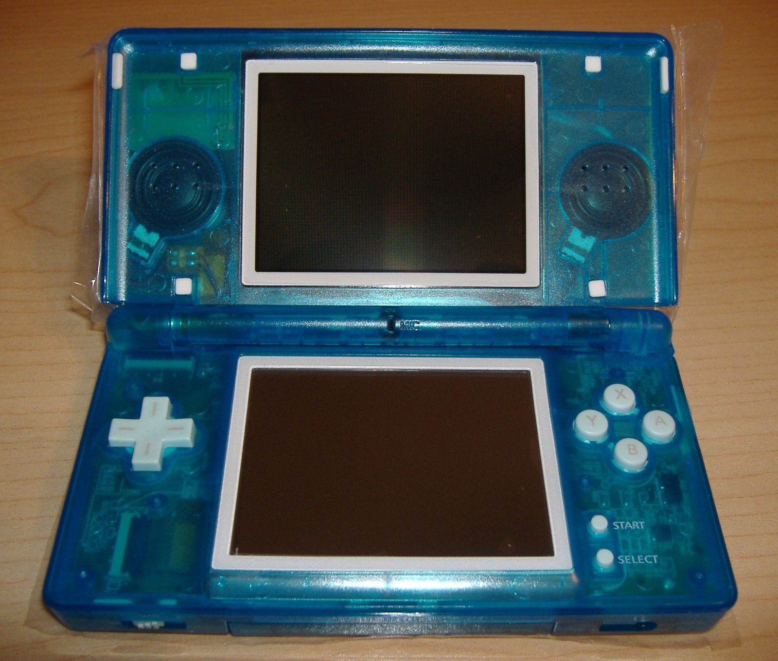NINTENDO DS LITE RE-BUILT TRANSLUCENT ICE BLUE NEW DIGITIZER COVERS