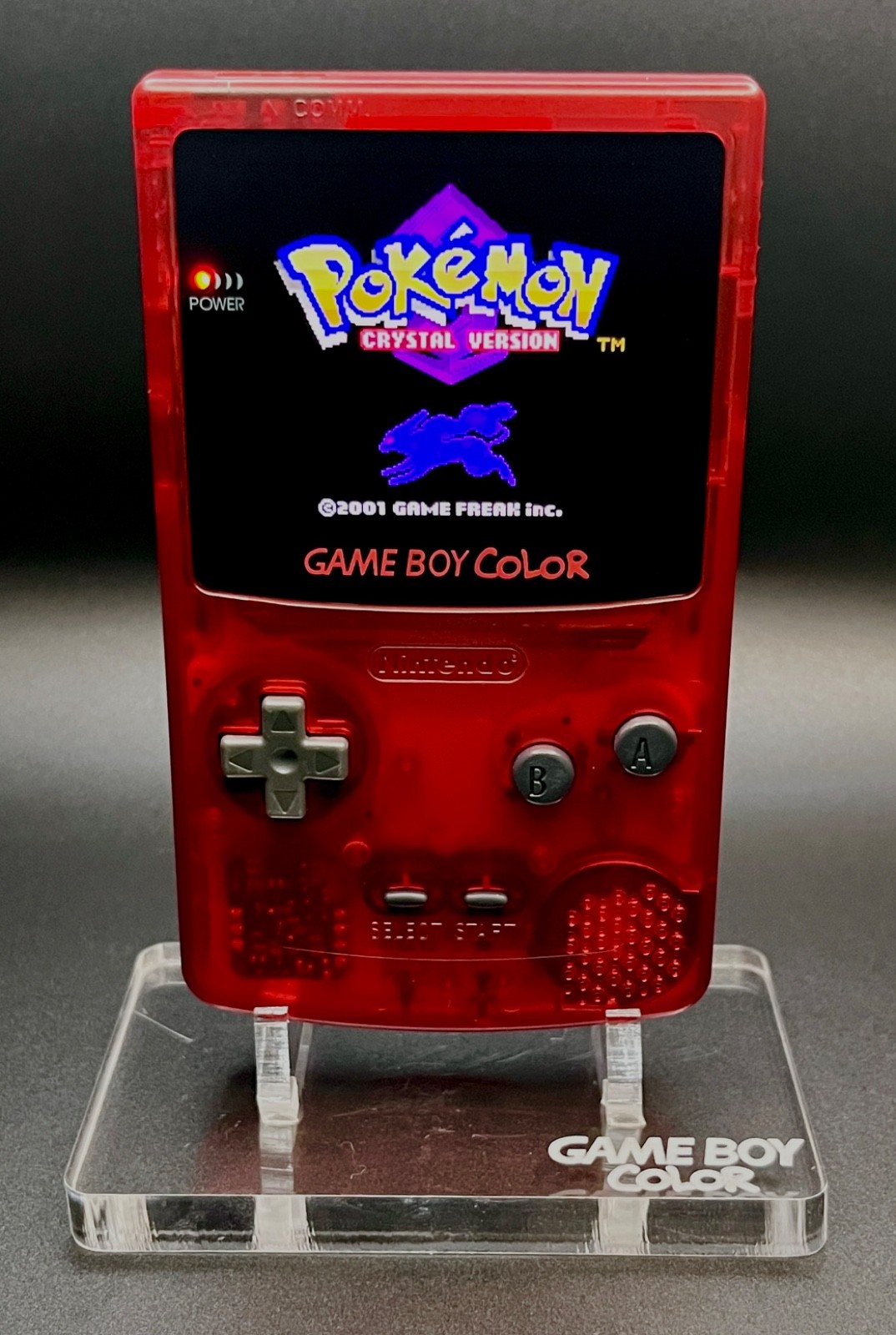 GameBoy Color OLED Screen Mod + USB‑C Rechargeable 1500mAh – Clear Red