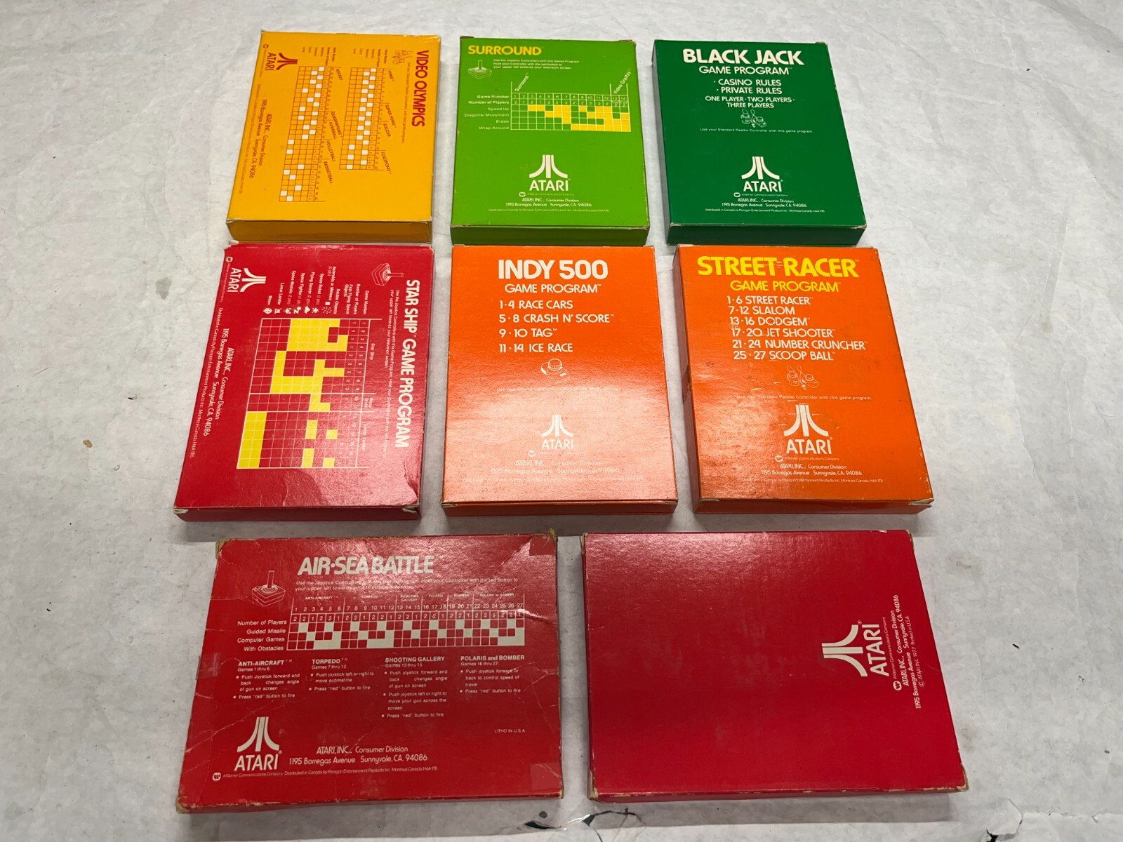 1977 ATARI Original Launch Gatefold Game Boxes Complete LOT 8 RARE *Unlaminated*