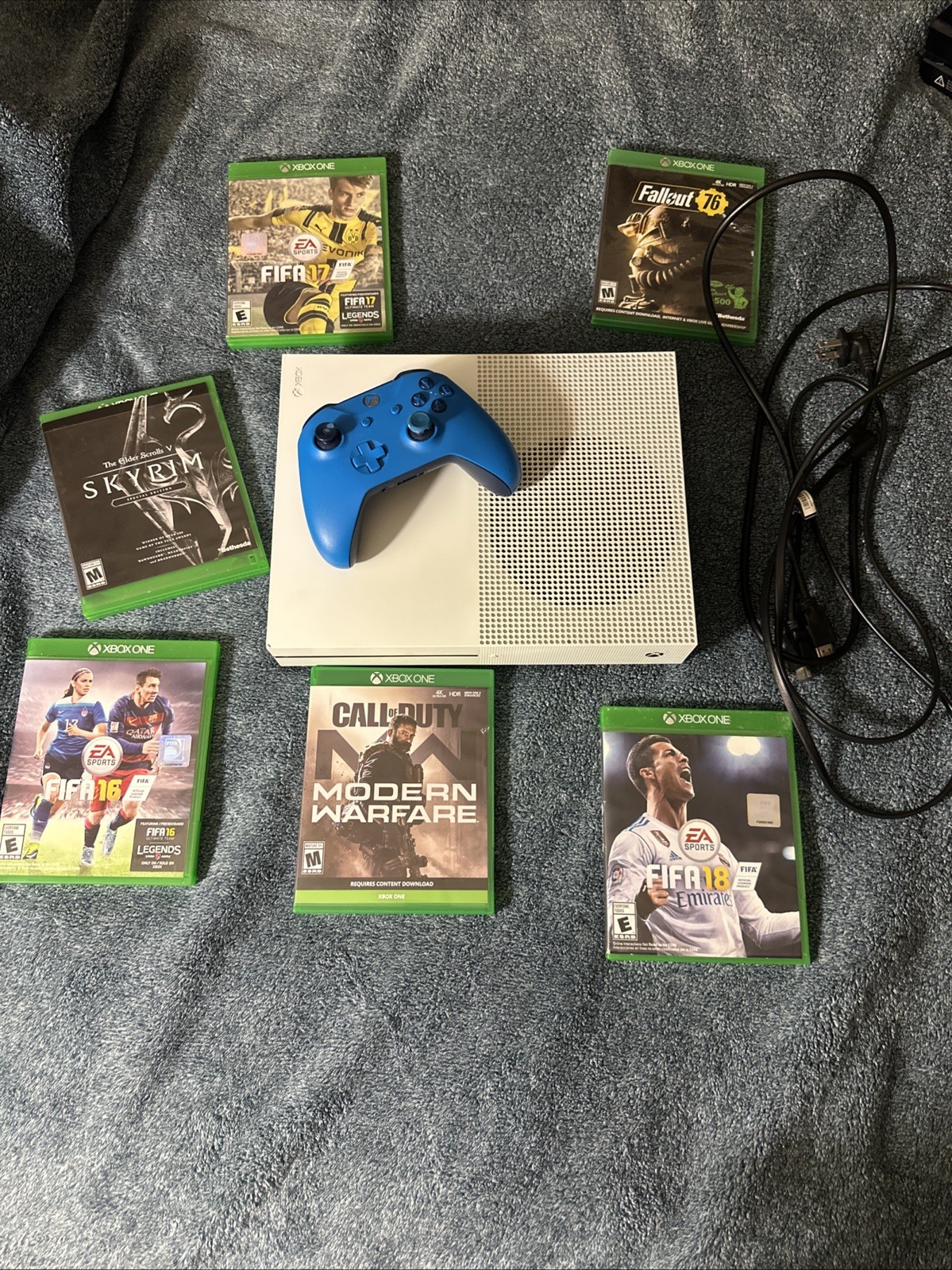Used Xbox One S With Used Controller, Charging Cable HDMI Power Cord, 6 Games