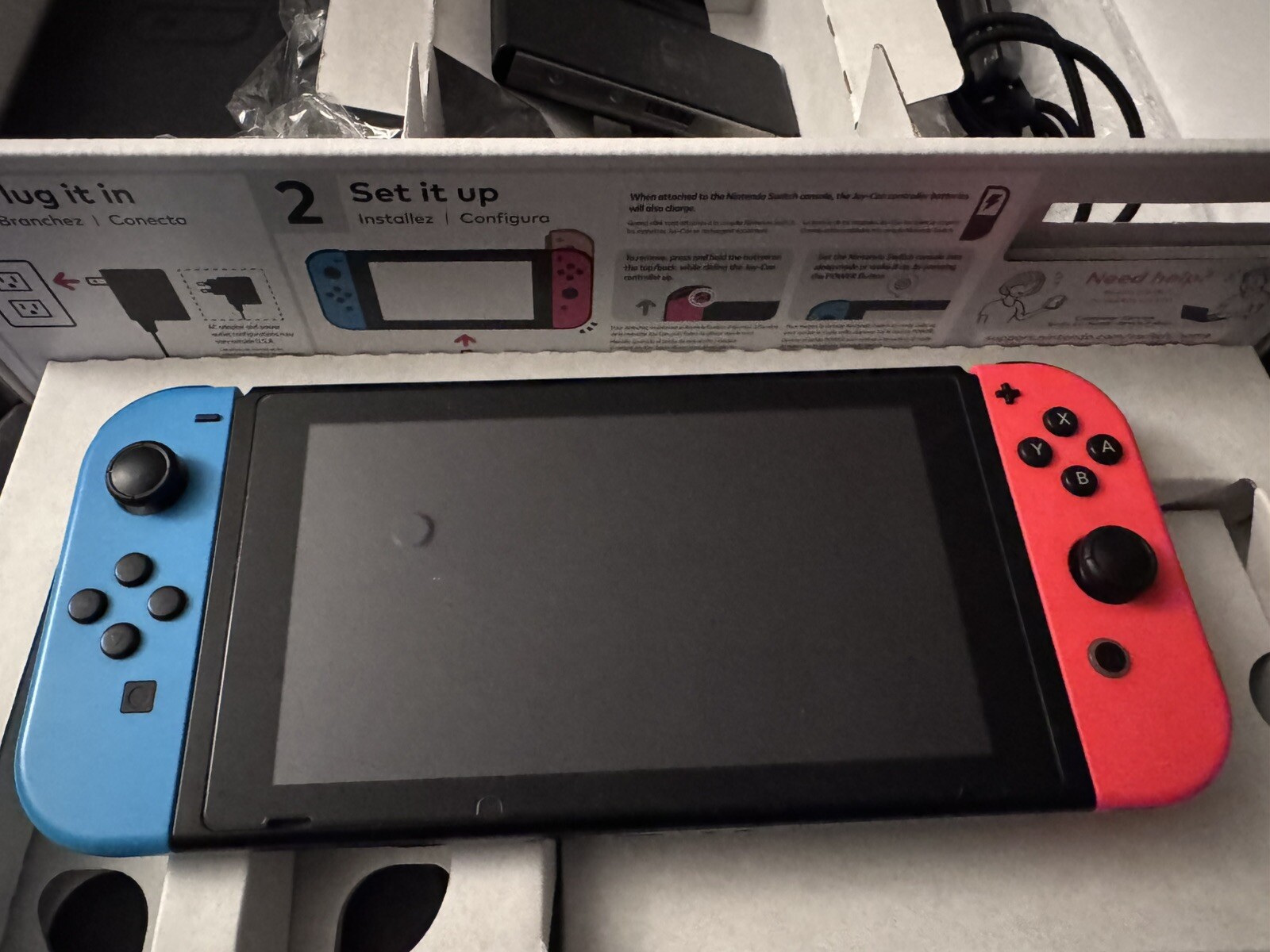 Nintendo Switch Version 1 Low Serial WAX1003 Neon Blue/Red Joy-Con w/ Extras