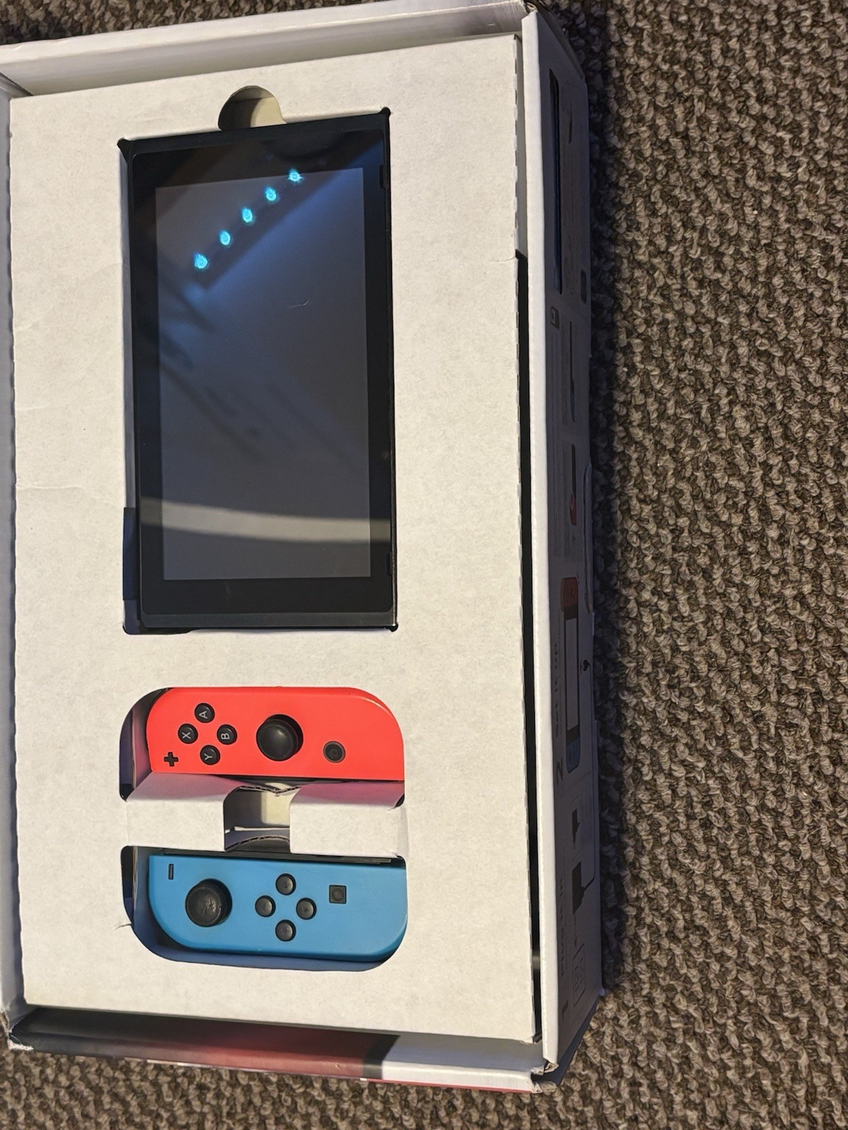 Nintendo Switch Gray Console w/ Dock Red/Blue Joy-Con, Adapter, Box