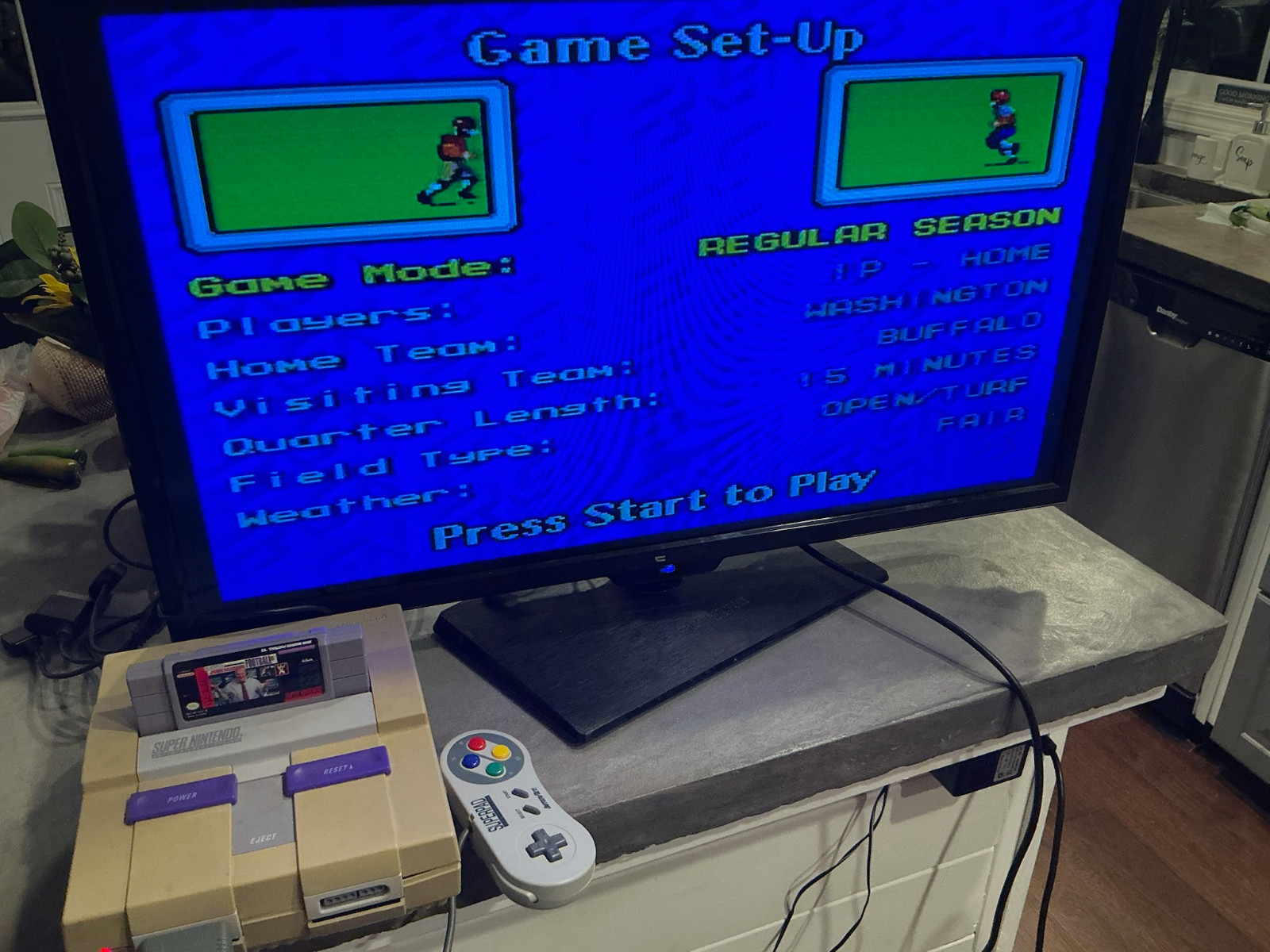 Super Nintendo SNES Console 2 controller Madden Football 03 Tested FAST SHIPPING