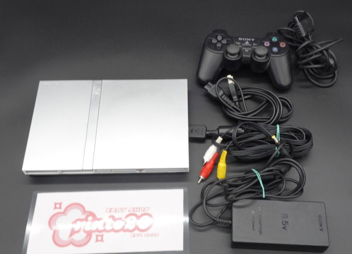 Sony PlayStation 2 PS2 Slim SCPH-75000 Silver Game Console Disc Japanese Ver.