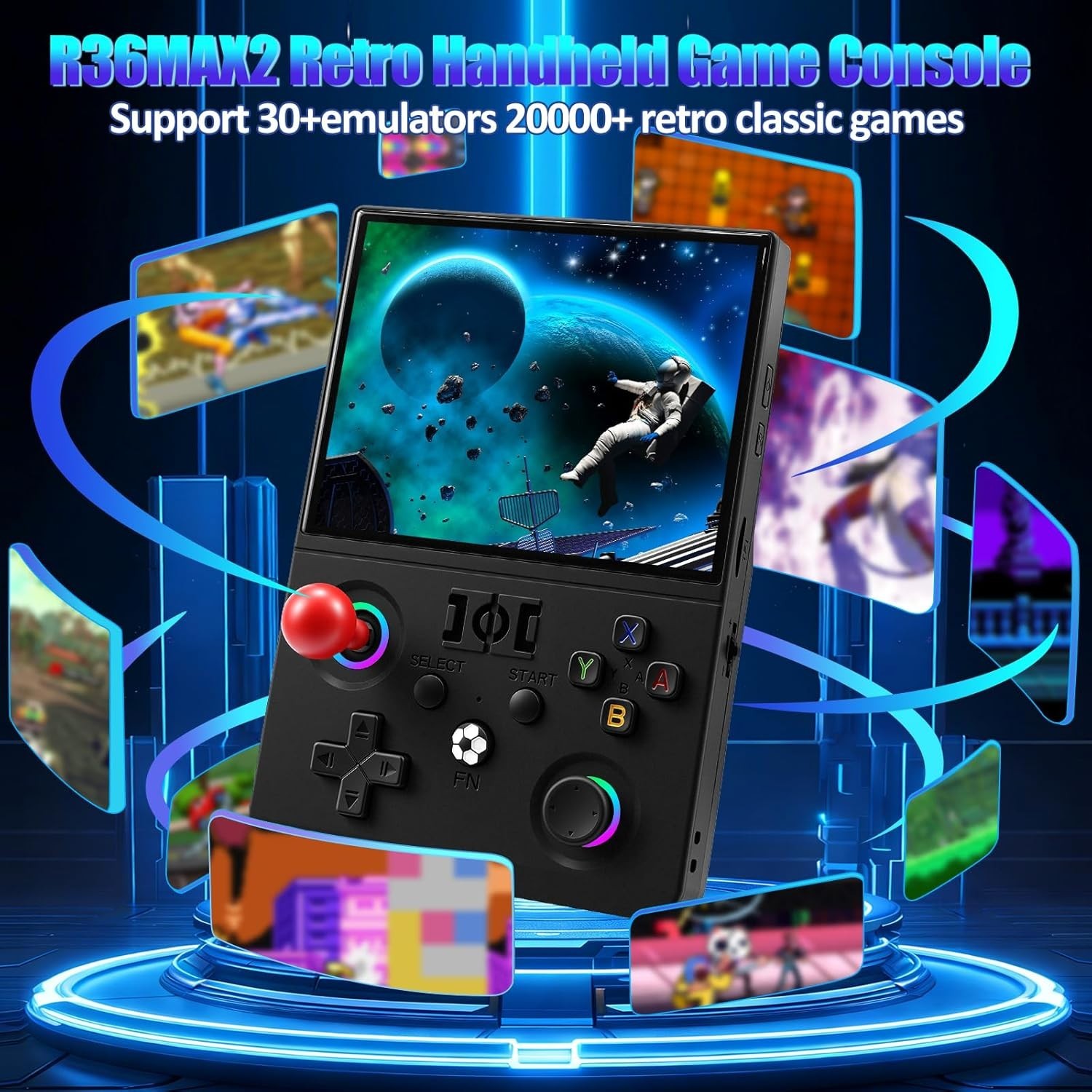 R36MAX 2 Retro Handheld Game Console 64 GB with 20,000+ Games and IPS HD Screen