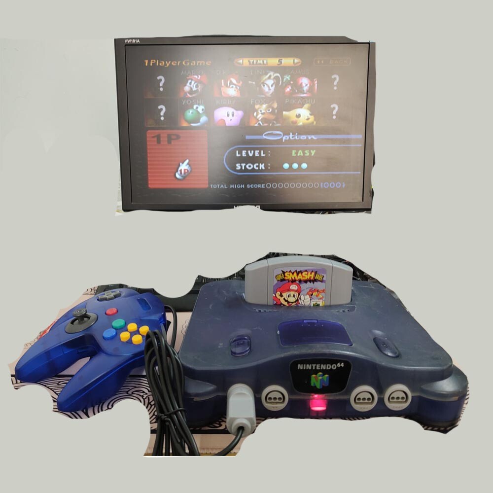 Nintendo N64 Console Systemv Clear Blue Shell work with US game card