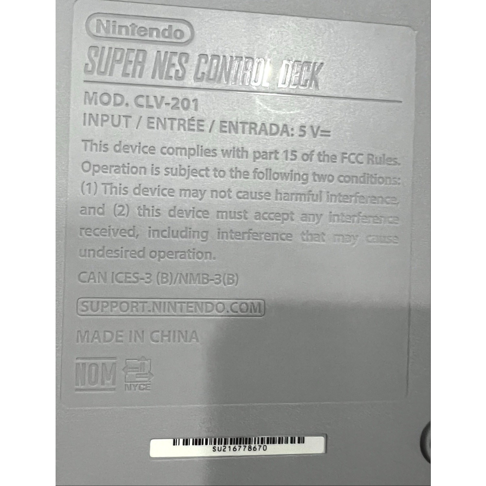 Nintendo SNES Classic Edition Mini Console W/ Controller & Cables CLV201 Works
