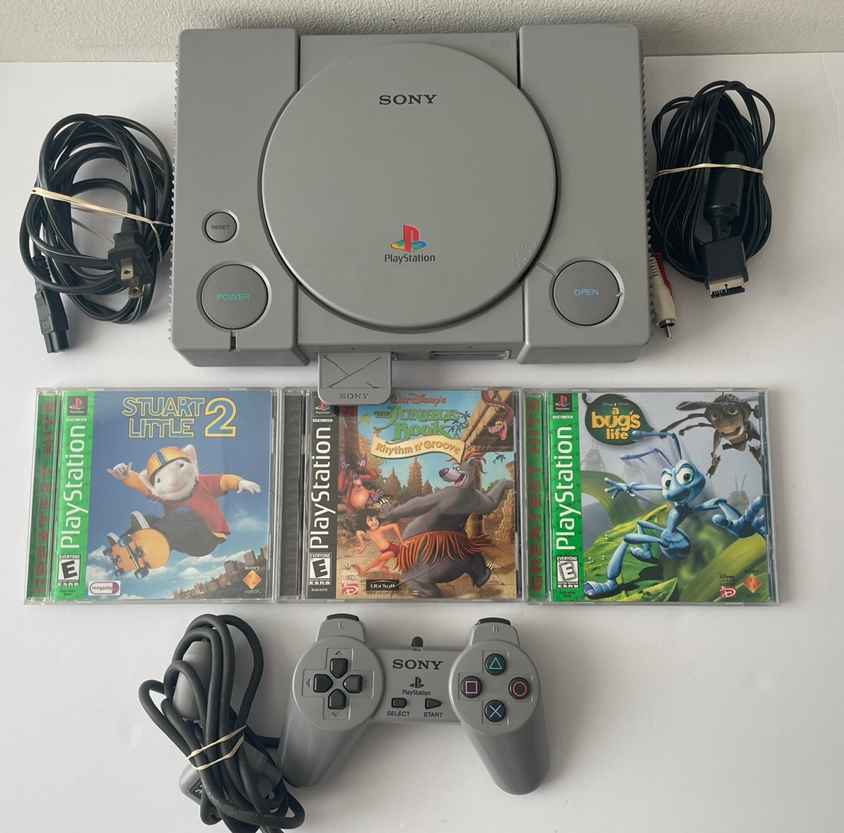 Sony PlayStation 1 PS1 SCPH-7001 Console Kids Games Bundle Lot – Fully Tested