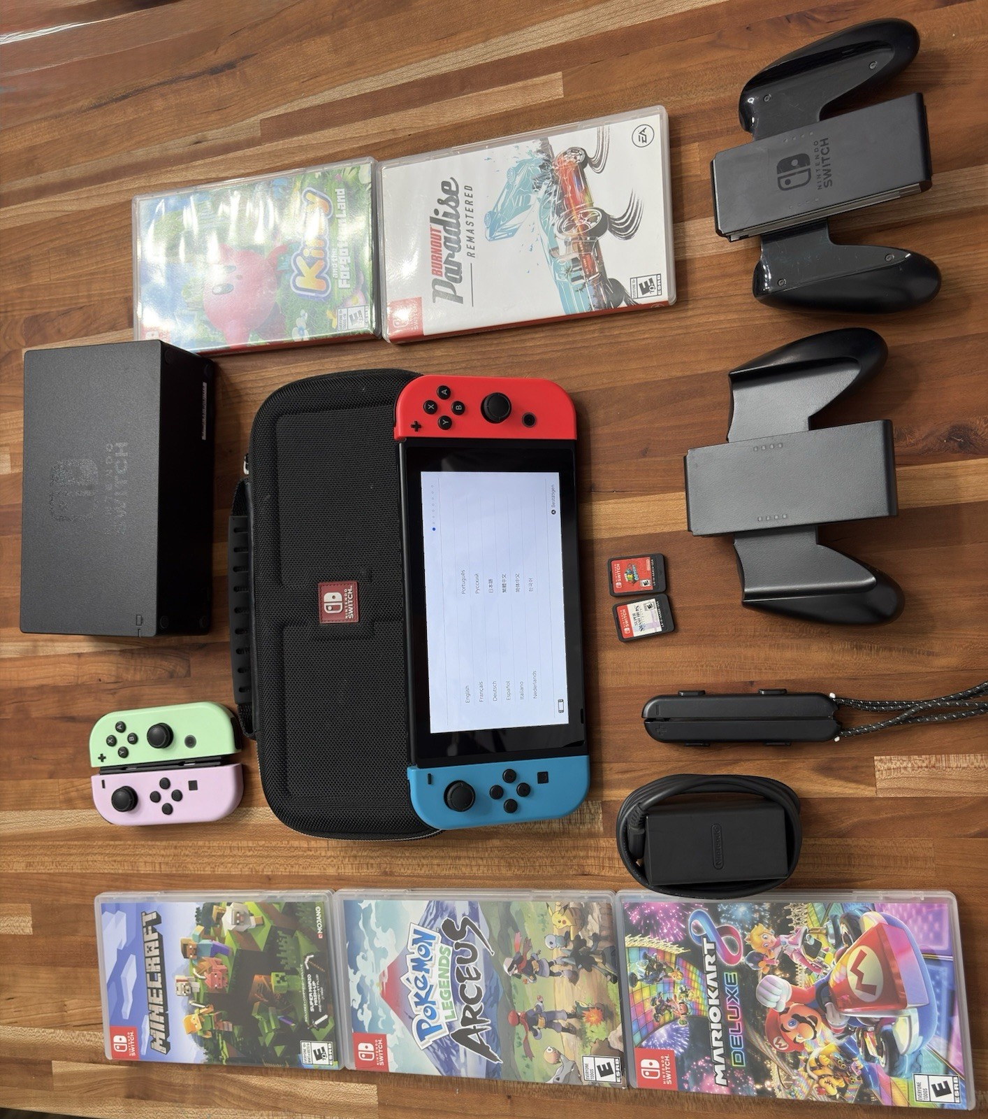 Nintendo Switch Gen 1 LCD Neon Red/Blue Bundle