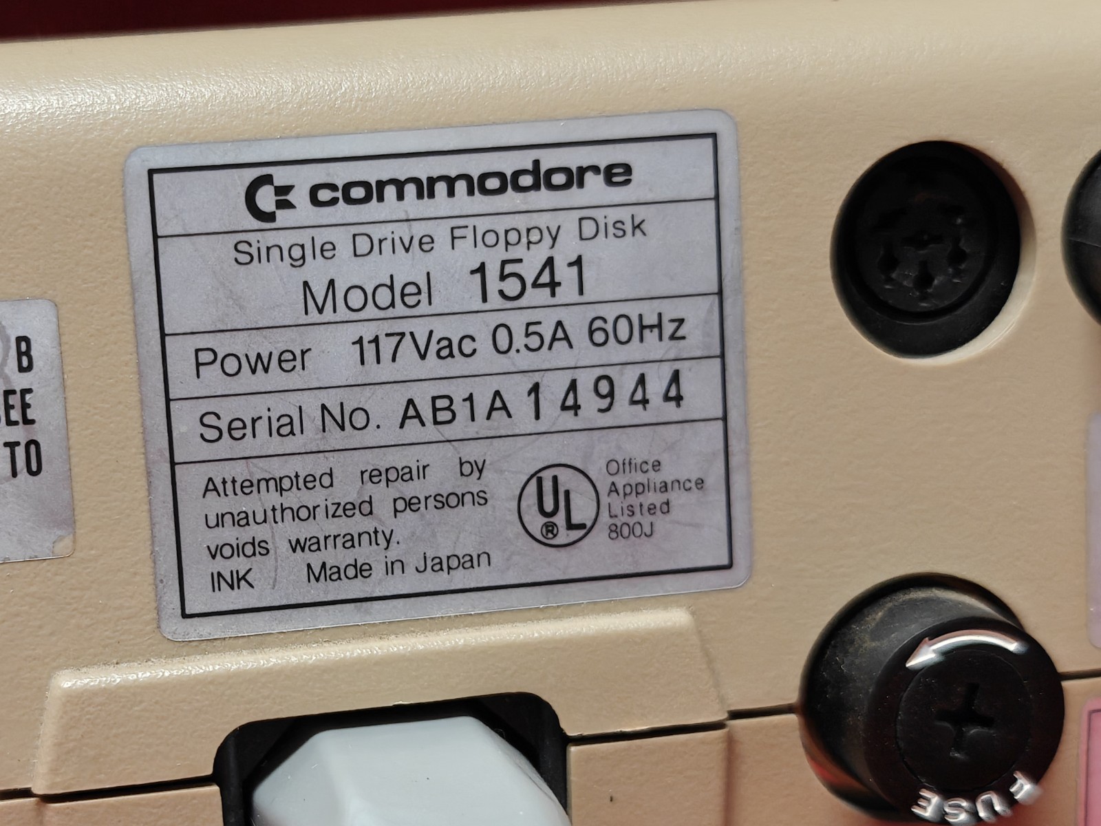 Vintage Commodore 1541 Computer Floppy Disk Drive