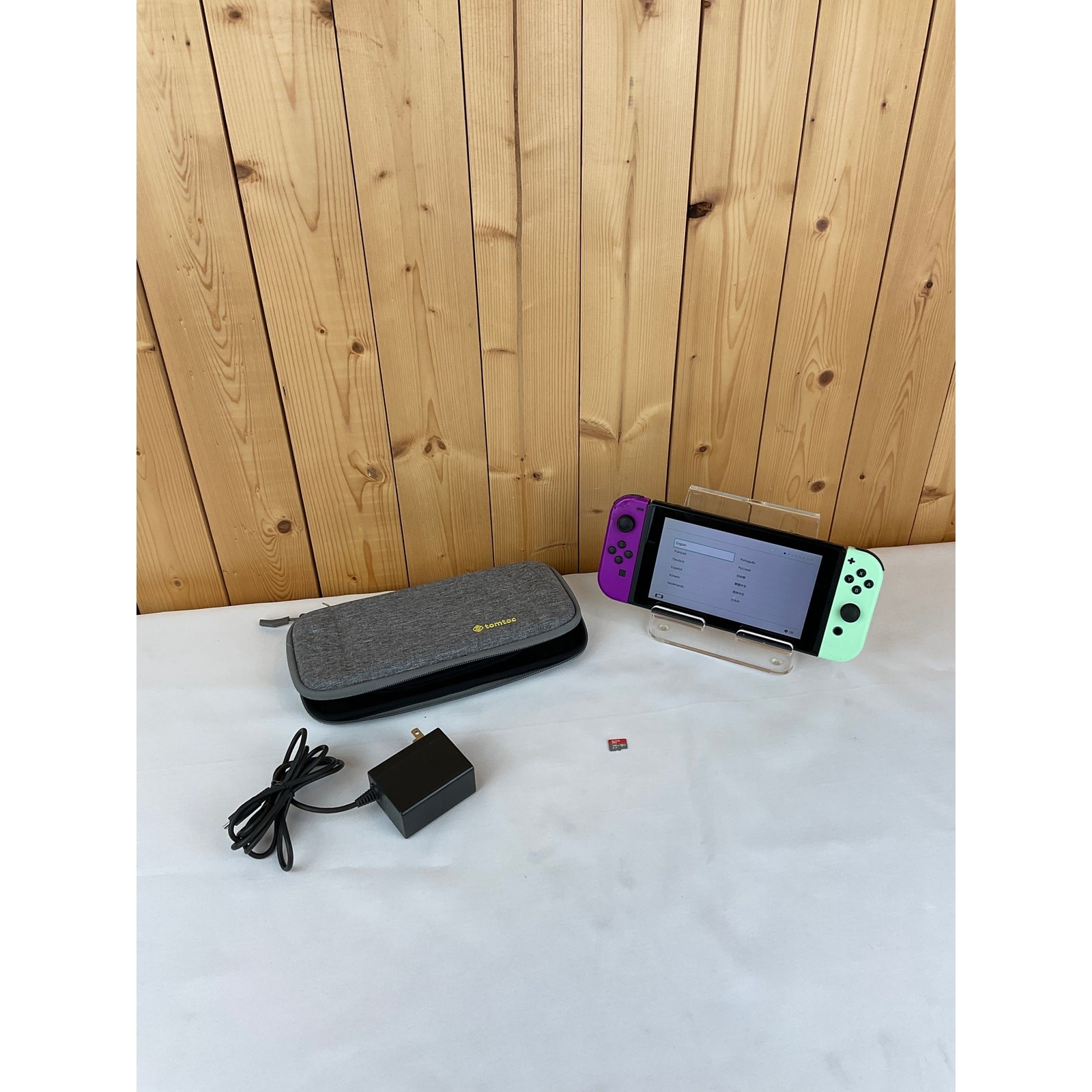 Nintendo Switch With Purple/Mint Green Joy Con Controllers, Bundle